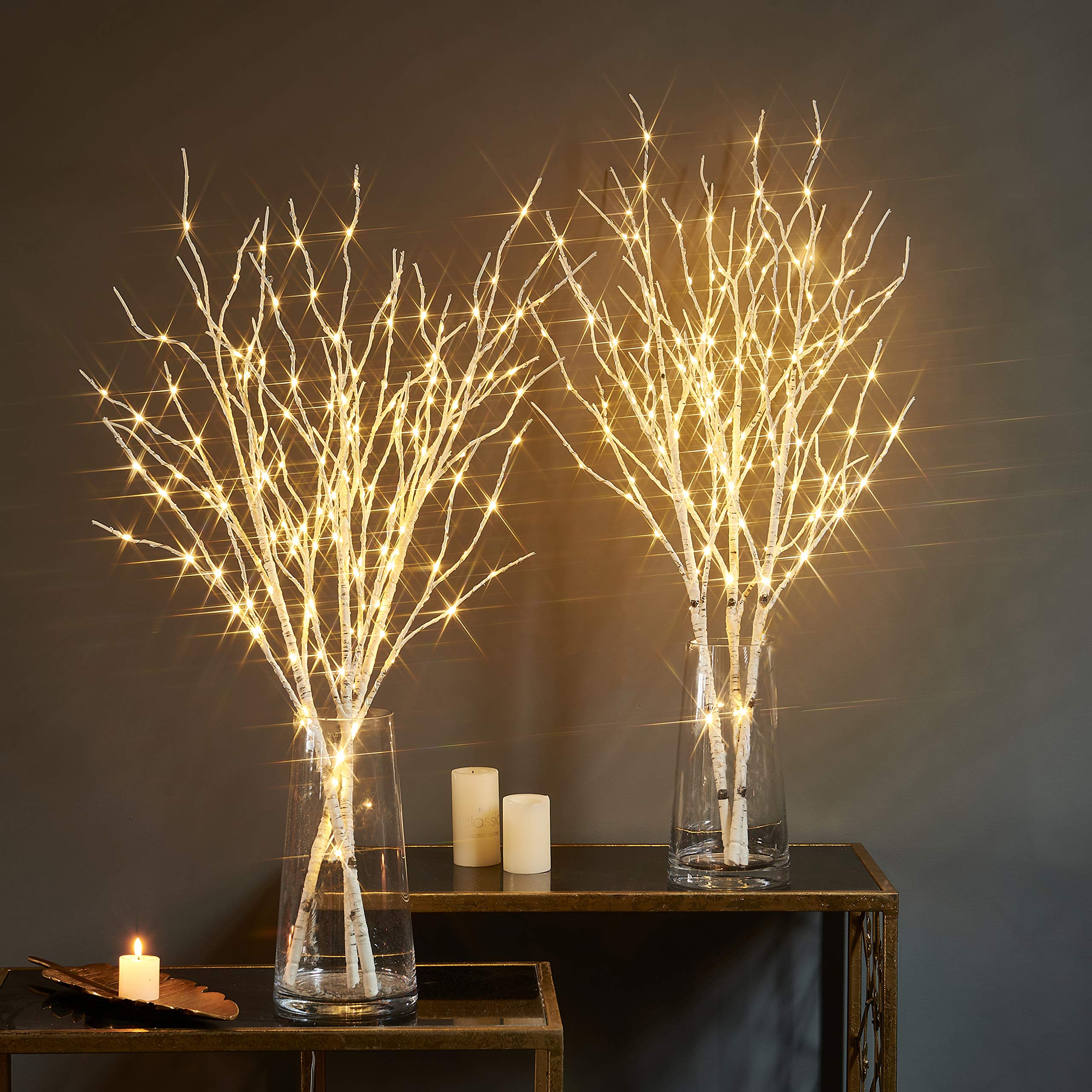 150 LED Fairy Lights with Timer - 32in Plug-in White Birch Twigs for Vase, Christmas & Home Decor (Indoor/Outdoor Use) - Perfect for Centerpieces, Weddings, Parties & Seasonal Displays