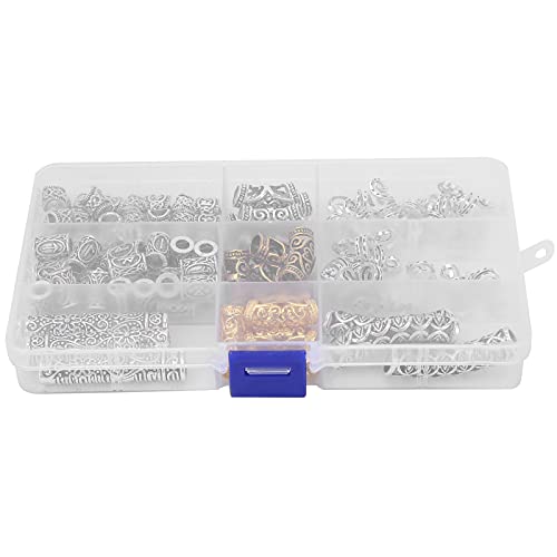 65Pcs Alloy Dreadlock Hair Rings & Clips - Fashionable Metal Cuffs & Hollow Hair Jewelry for Braids & Locs - Perfect for Boho, Festival, and Everyday Hairstyles