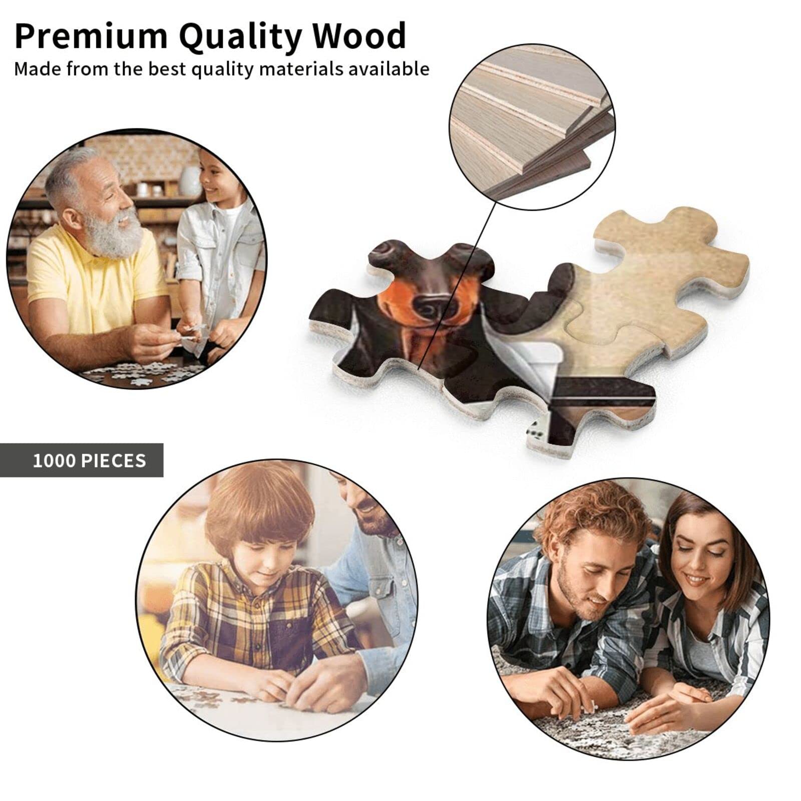 QISPIOD 1000-Piece Wooden Jigsaw Puzzle - Dachshund Dog Sitting on Toilet Reading Newspaper, Fun Animal Puzzle for Adults & Teens (29.5x19.6 inches) | Home Decor, Gift Idea, Family Game Night, Preschool Educational Toy