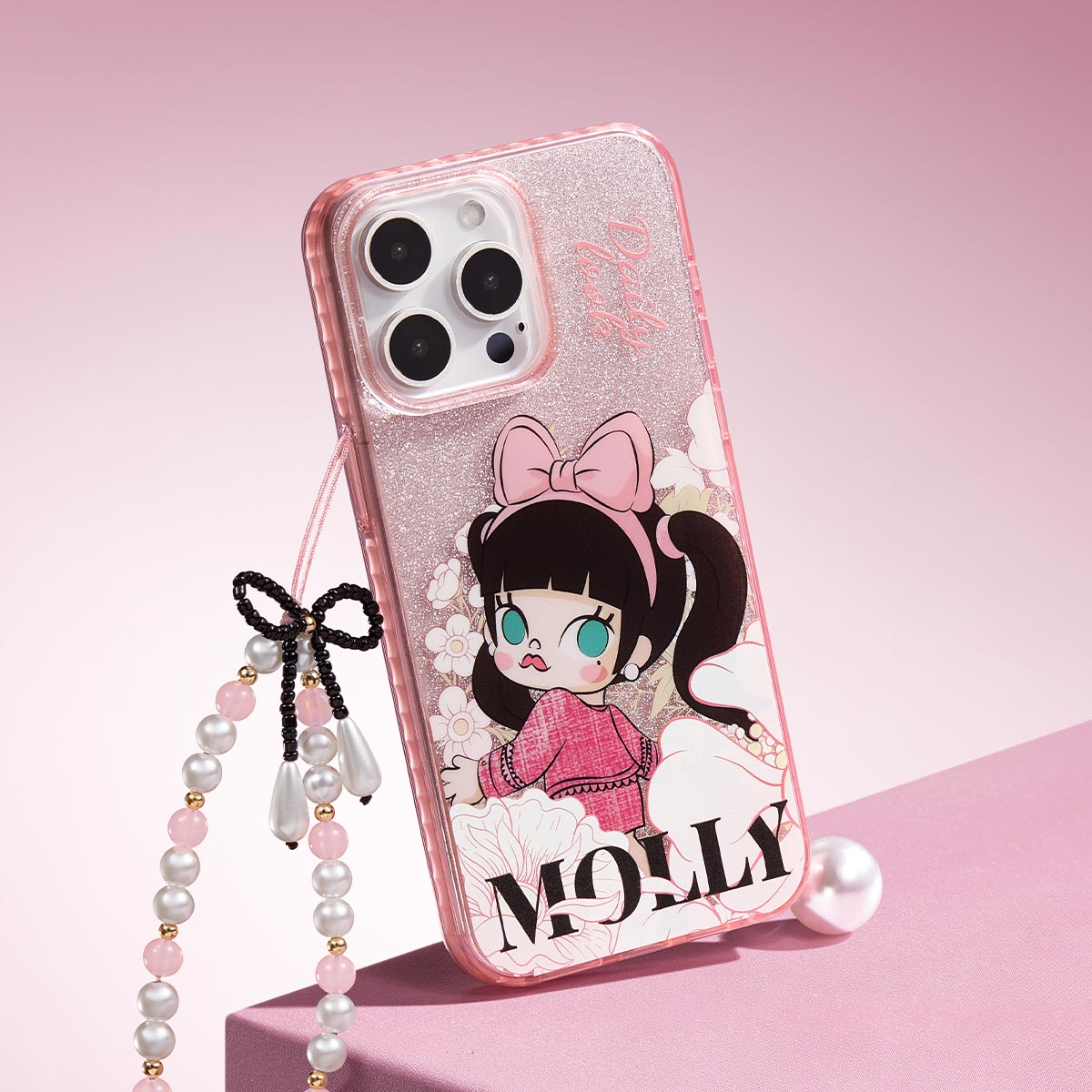 POP MART MOLLY Daily Look Series Cute Cartoon iPhone Case - Trendy Protective Cover for iPhone 13/14/15 Pro Max - Perfect Gift for Anime Fans & Kawaii Lovers (Home, Office, Travel)