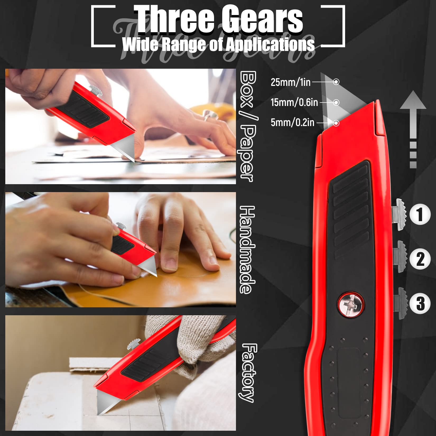 2 Pack Heavy Duty Retractable Utility Knife with 10 Extra SK5 Blades - Aluminum Alloy Box Cutter for Cardboard, Packaging, Carpet Cutting - Perfect for Warehouse, Moving, DIY & Craft Projects