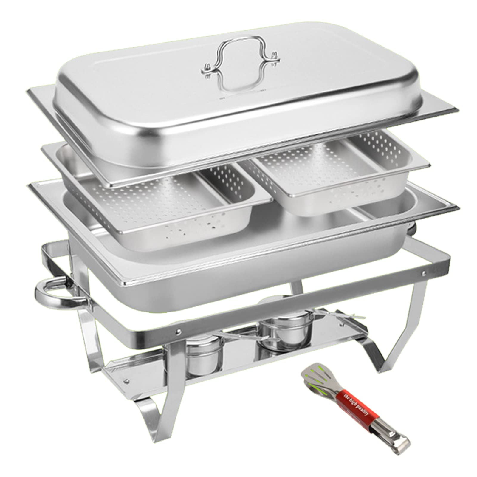 AIZYR 8QT Stainless Steel Buffet Chafer Warmer Set with Water Pan, Food Pan & Lid - Perfect for Wedding Receptions, Banquet Catering, Buffet Parties & Keep Food Warm at Events