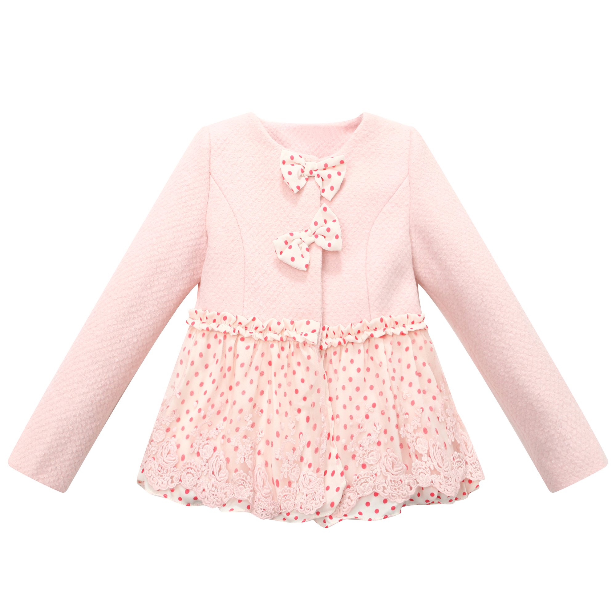 Richie House Girls' Sweet Bow Overcoat - Elegant Winter Coat for Toddler & Kids - Perfect for School, Parties & Special Occasions