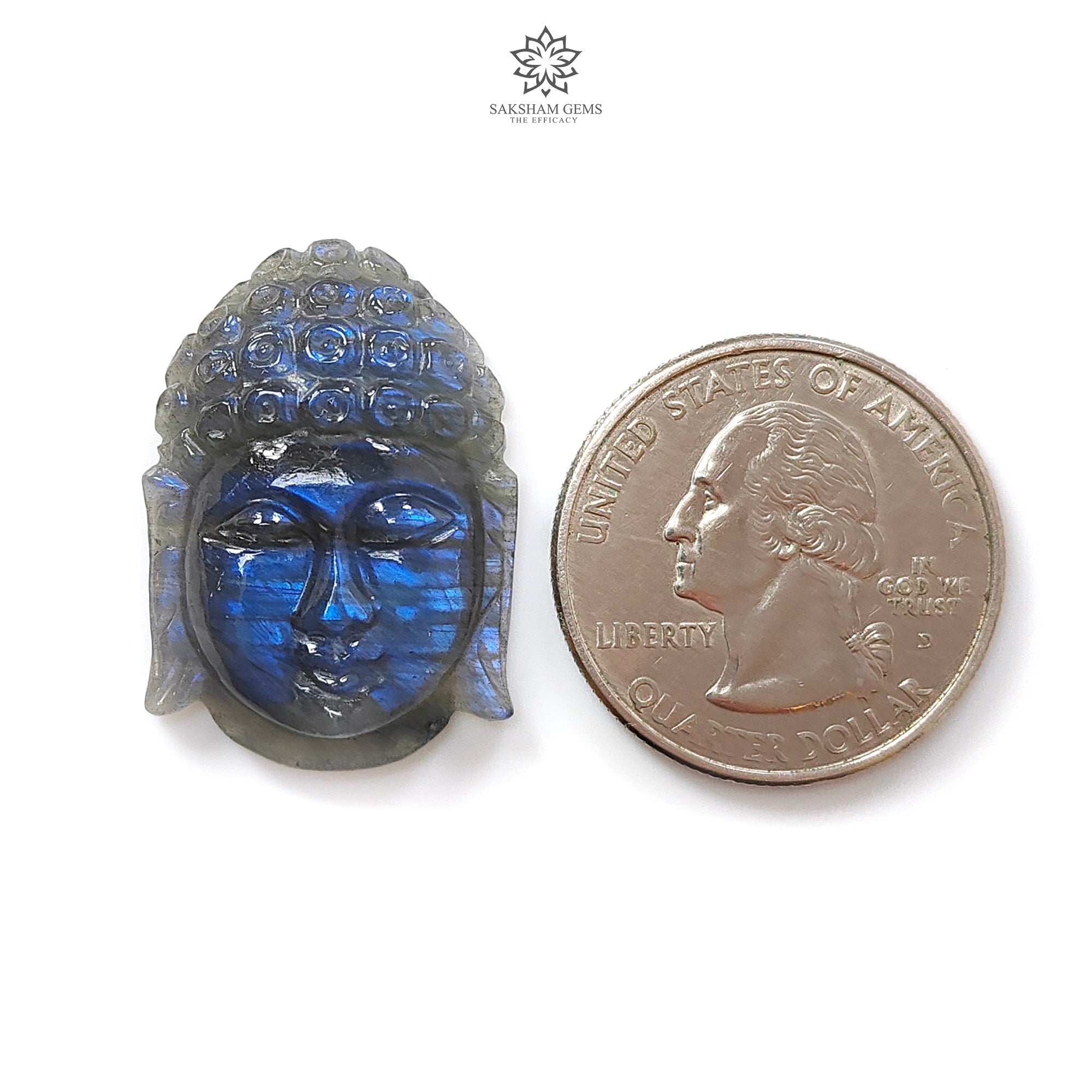 Natural Blue Labradorite Gemstone Hand Carved Buddha Statue - Untreated, Unheated Healing Crystal for Jewelry Making, Meditation & Home Decor
