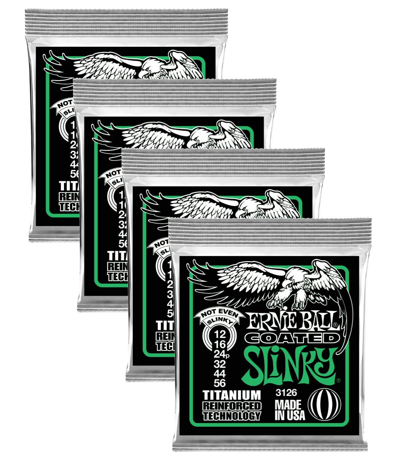 Ernie Ball Coated Not Even Slinky Electric Guitar Strings - 4 Sets (P03126) | Heavy Gauge for Drop Tuning & Extended Play | Perfect for Metal, Rock & Studio Recording