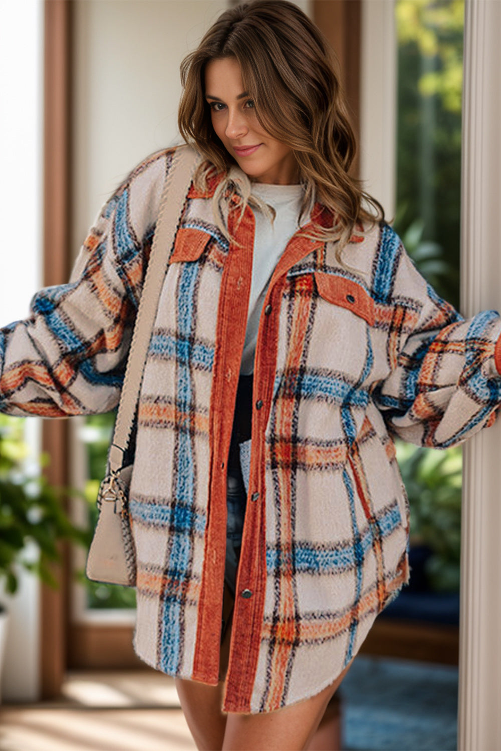 Stylish Plus Size Plaid Button Down Jacket for Women - Casual & Office Wear - Perfect for Fall Layering and Outdoor Activities