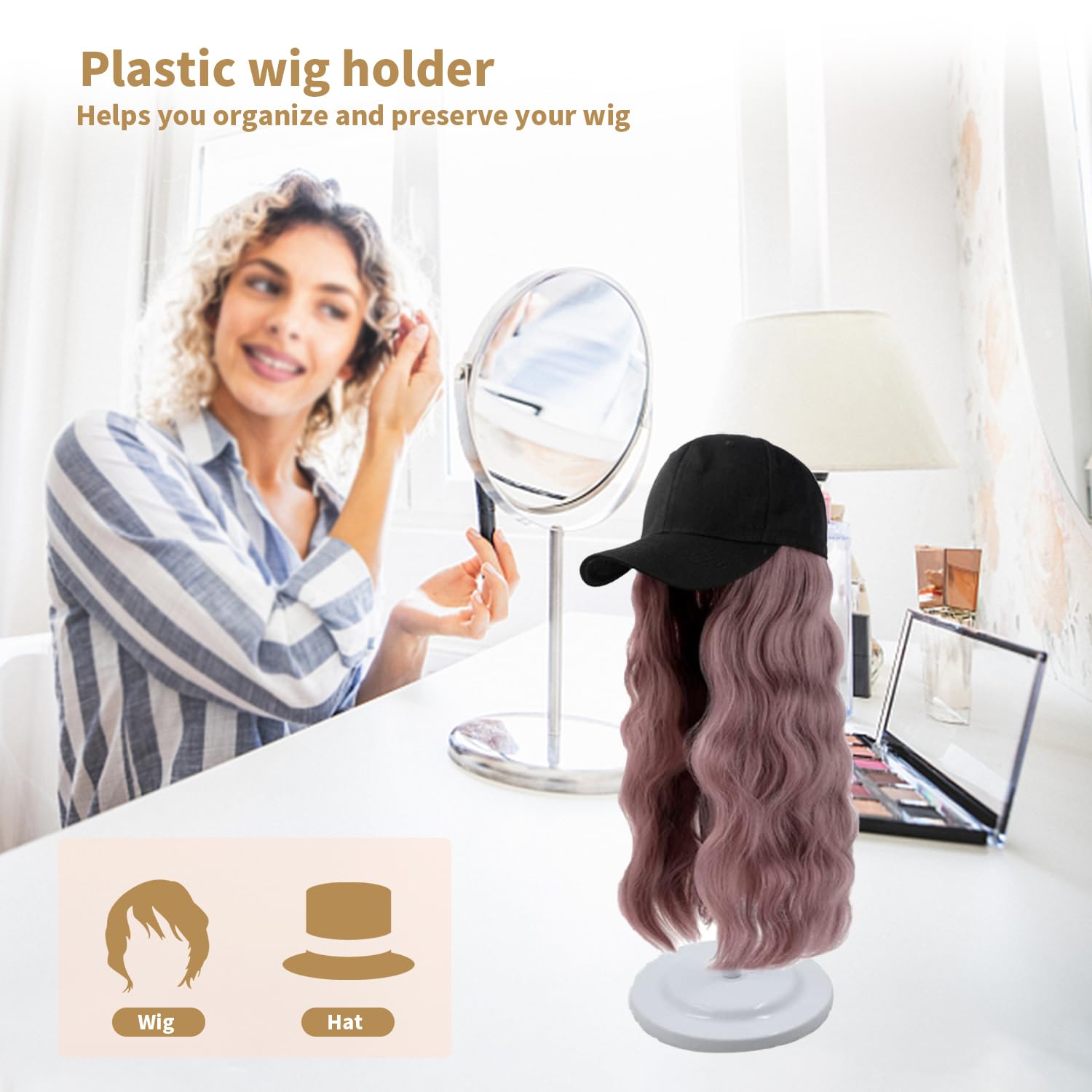 Adjustable Wig Display Head Stand - White Mannequin Head Holder for Cosmetology, Hair Styling & Wig Training - Perfect for Salon, Beauty School & Home Use