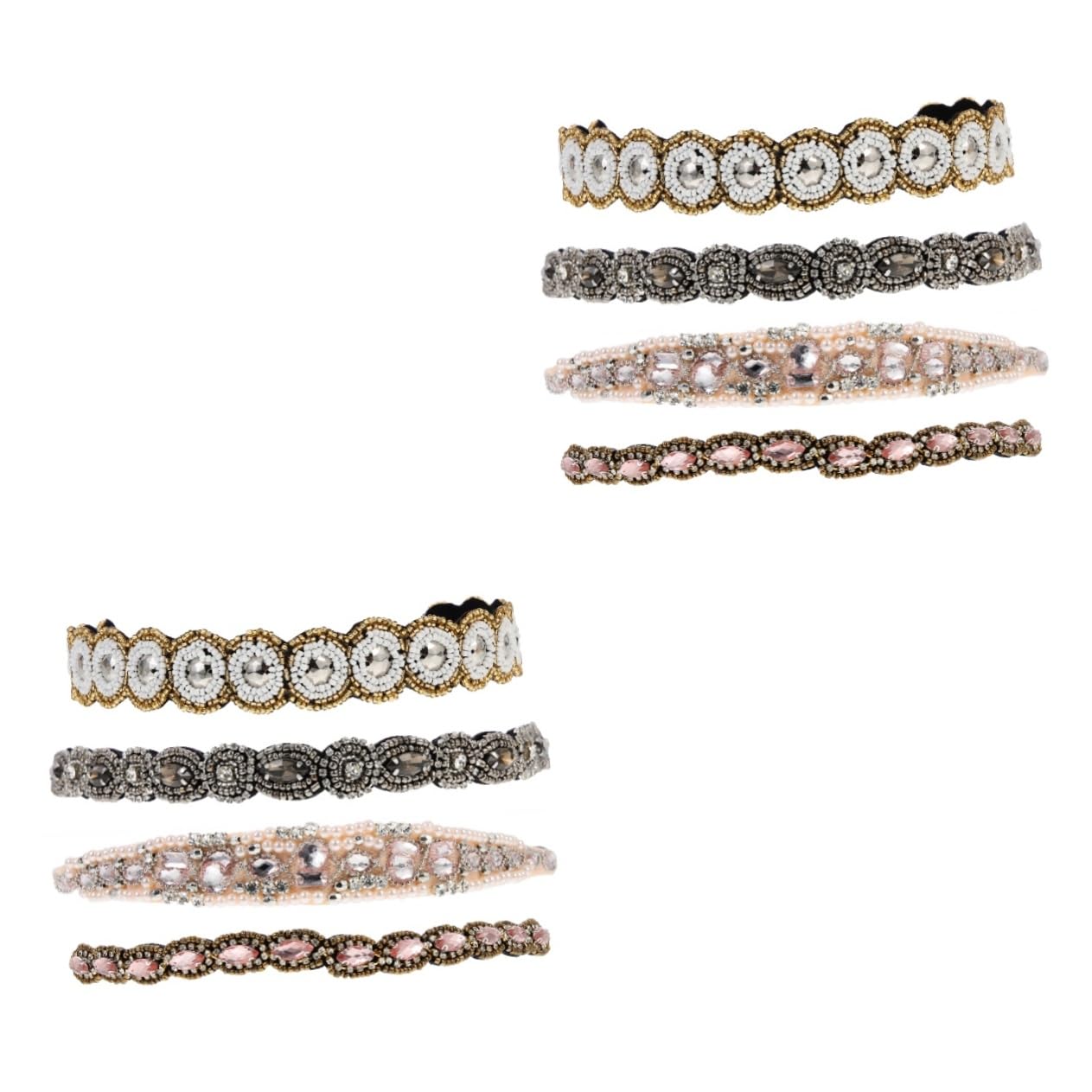 8 Pcs Rhinestone Beaded Headbands for Women - Stretchy Sparkly Hair Accessories with Glass Beads, Fashion Headbands for Girls & Women - Perfect for Weddings, Parties, Sports and Daily Wear