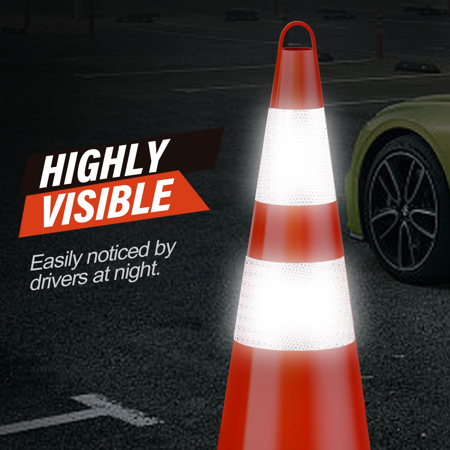 RoadHero 12 Pack 28 Inch Orange Traffic Safety Cones with Reflective Collar - Heavy Duty Parking Lot Cones for Sports Training, Driving Practice, Construction Zones & Road Safety | Perfect for Events, School Activities & Emergency Situations