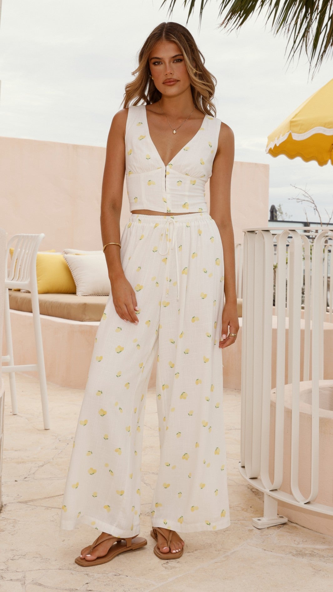 Gigi Pants Limone - Women's High Waisted Linen Pants for Summer | Comfortable Casual Wide Leg Trousers | Perfect for Beach, Vacation & Everyday Wear