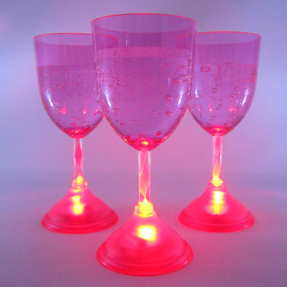 LED Wine Glasses Set of 6 - 11oz Glowing Red for Parties & Gifts