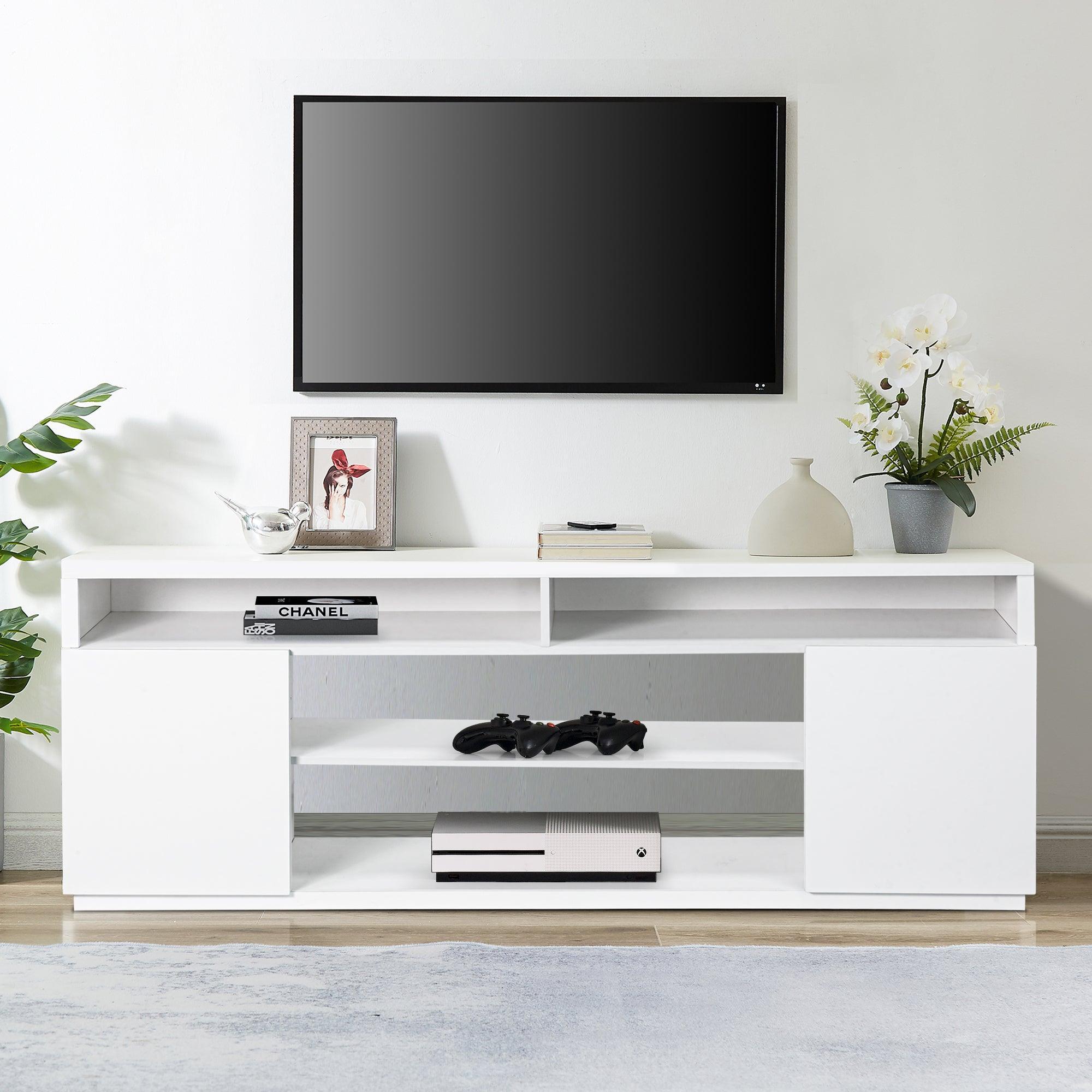 68 Inch Modern TV Stand with LED Lights - Sturdy Media Console for Living Room, Entertainment Center, Home Theater Setup & Gaming Room Decor