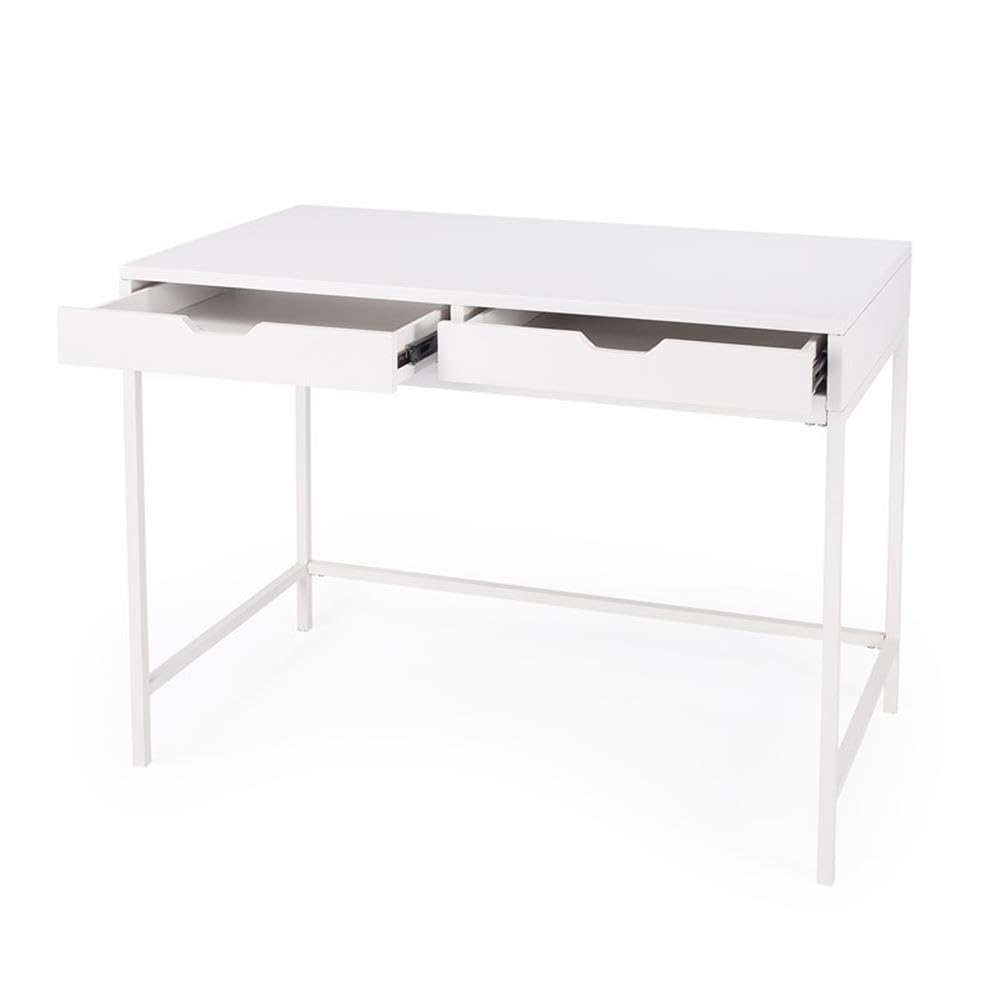 White Modern Desk with Drawers for Home Office & Study