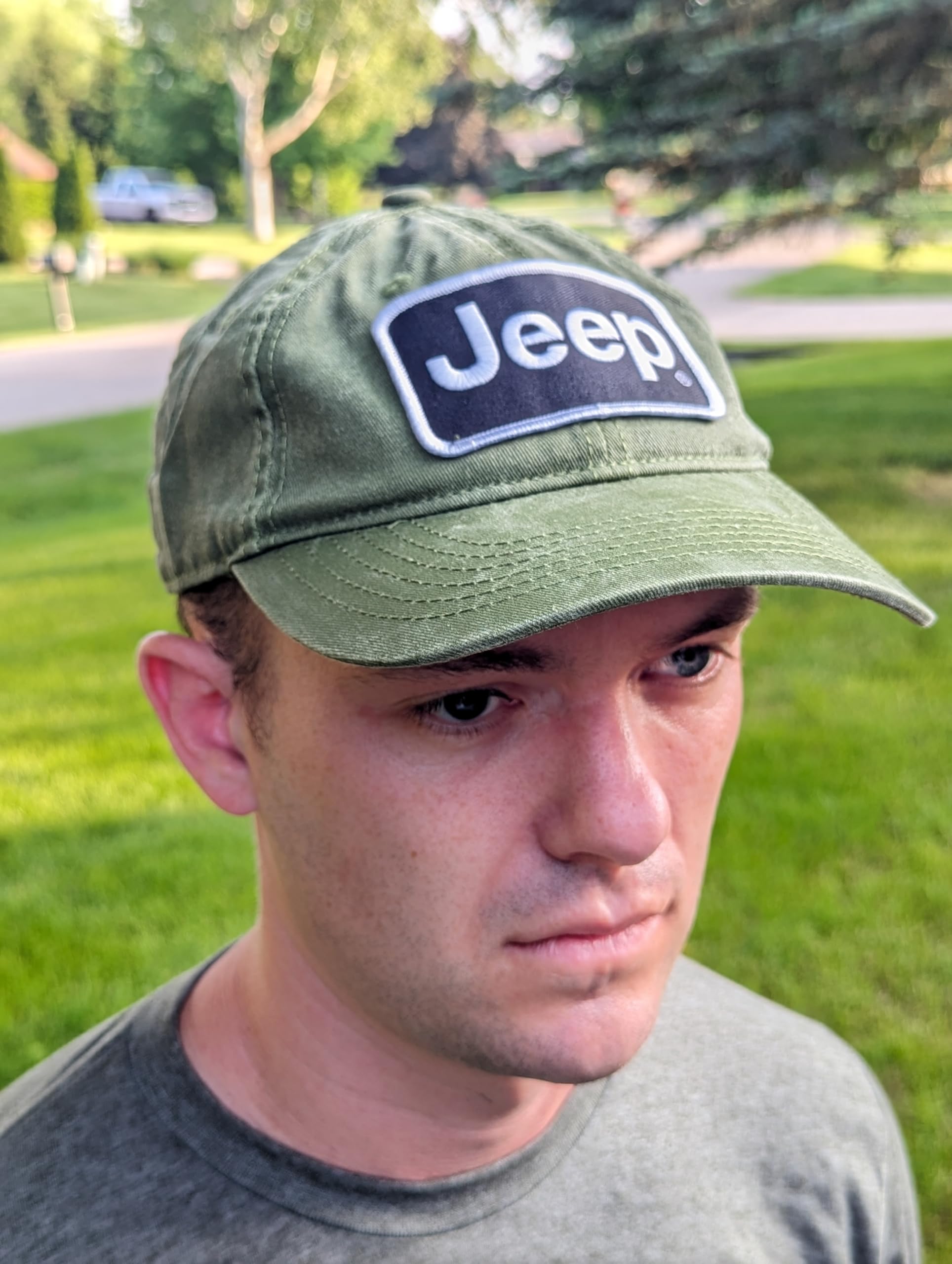 Jeep Premium Chino Twill Embroidered Patch Text Logo Baseball Cap - Green for Outdoor Adventures & Casual Wear