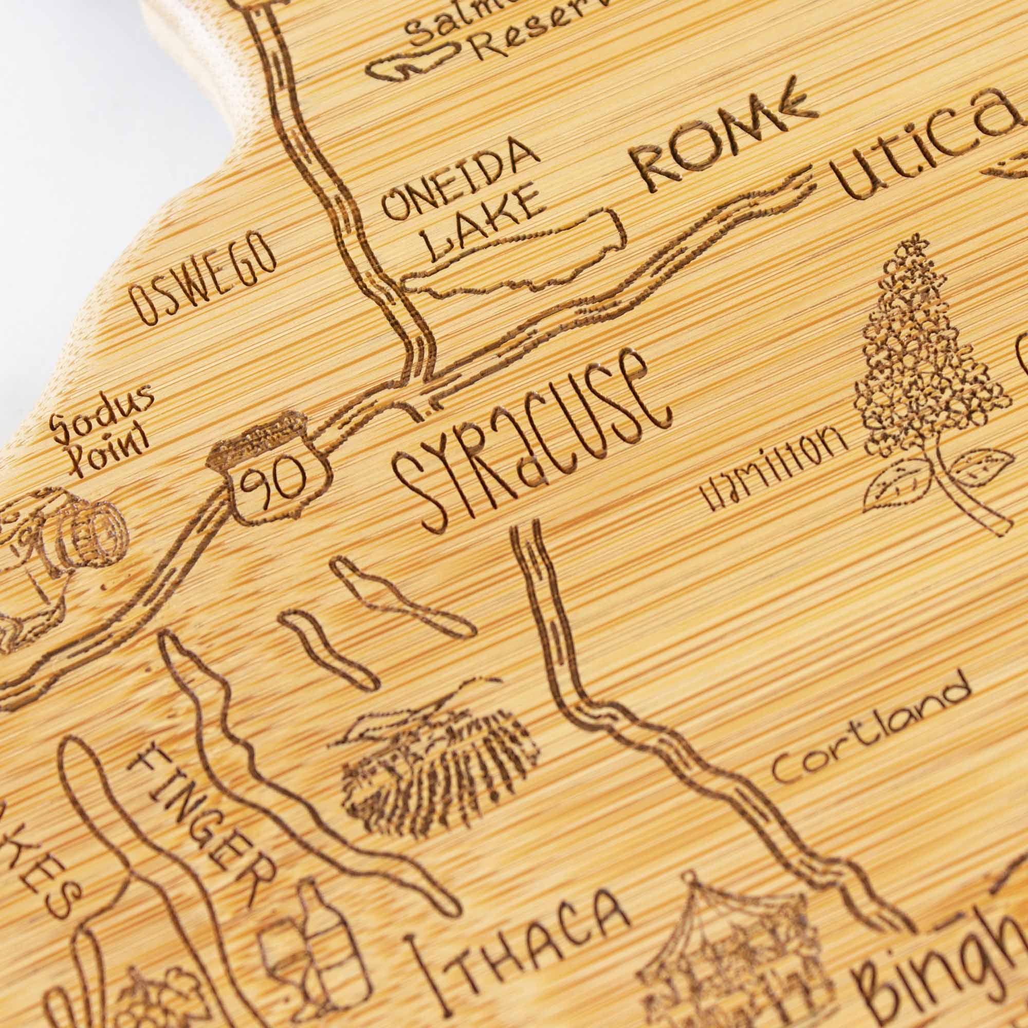 Premium New York Skyline Engraved Wooden Cutting Board - 13.25