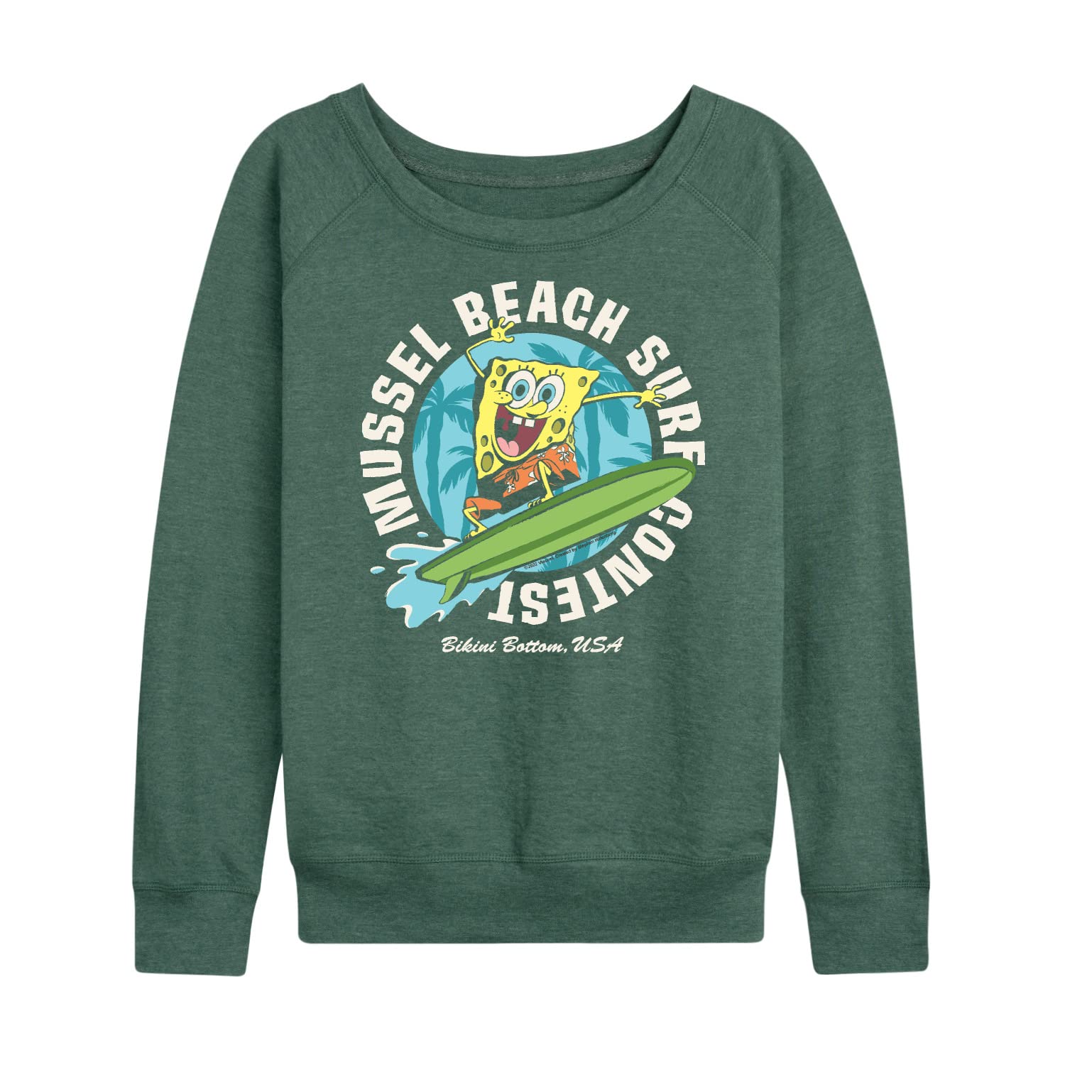HYBRID APPAREL SpongeBob SquarePants Mussel Beach Women's Lightweight French Terry Pullover Hoodie - Soft Casual Sweatshirt for Fans, Lounge Wear, Gift Idea