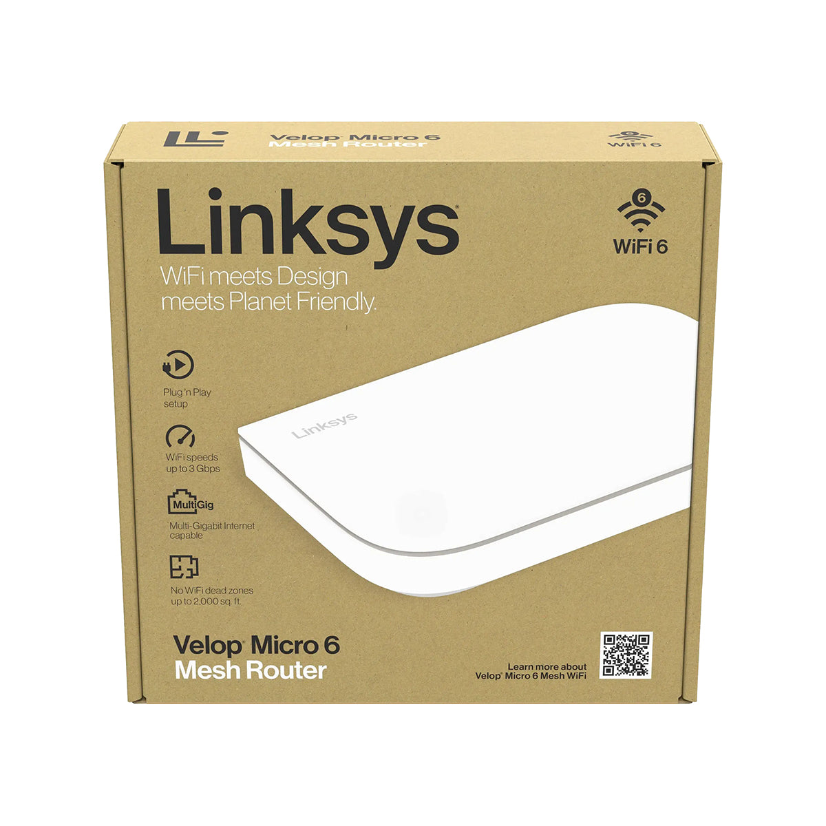 Linksys Velop Micro Mesh WiFi 6 Router - Tri-Band Whole Home Coverage for Seamless Streaming & Gaming | Easy Setup for Large Houses & Offices