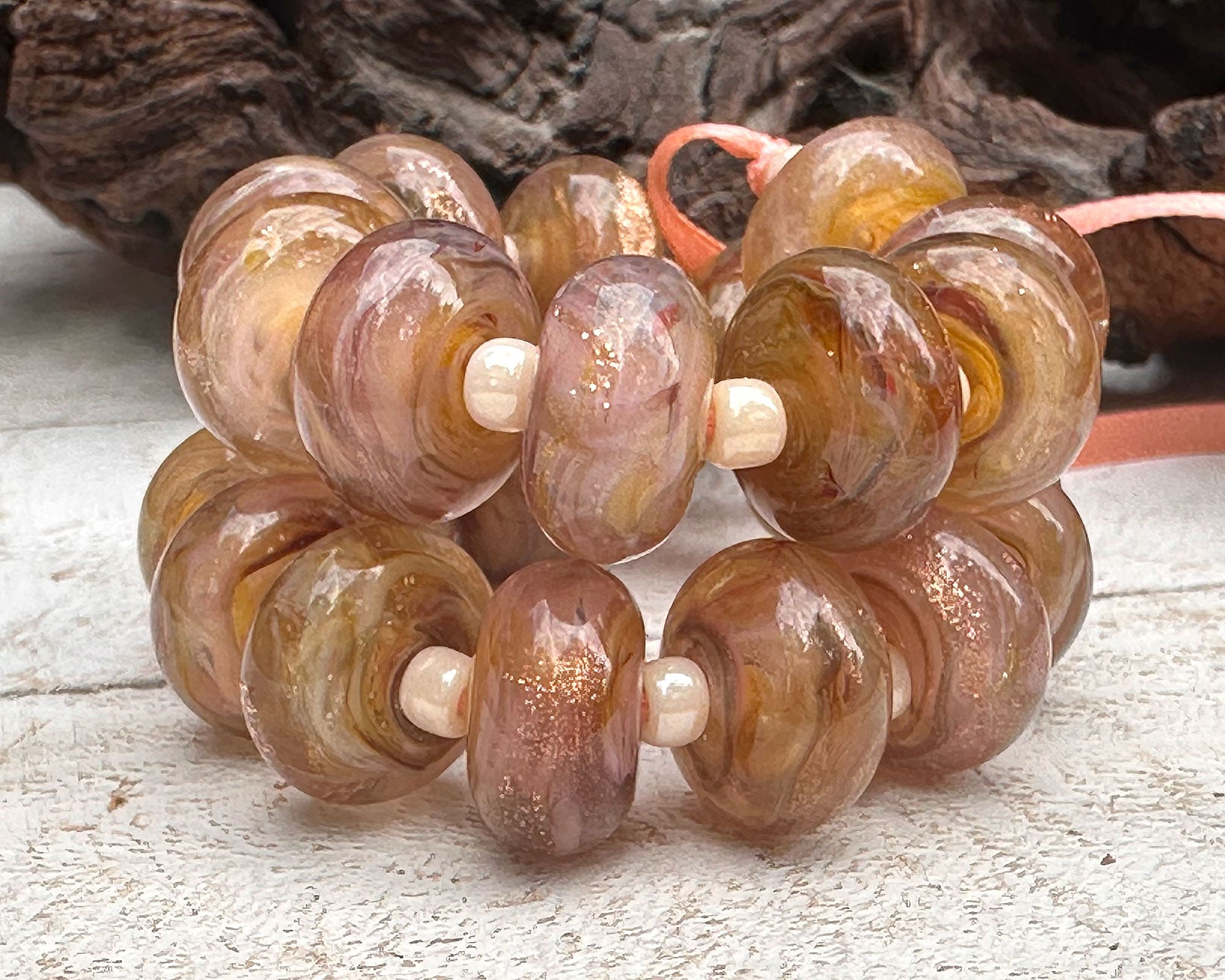 Sunset Glow Pink Shimmer Lampwork Glass Beads for Jewelry Making - DIY Bracelets, Necklaces & Home Decor Crafts