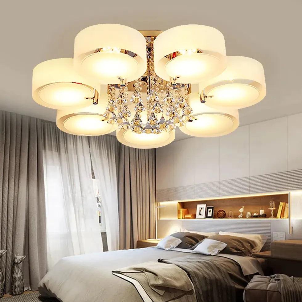 Round Petal LED Flush Mount Ceiling Light - Modern Dimmable Lighting Fixture for Bedroom, Living Room & Kitchen | Energy-Efficient Home Decor