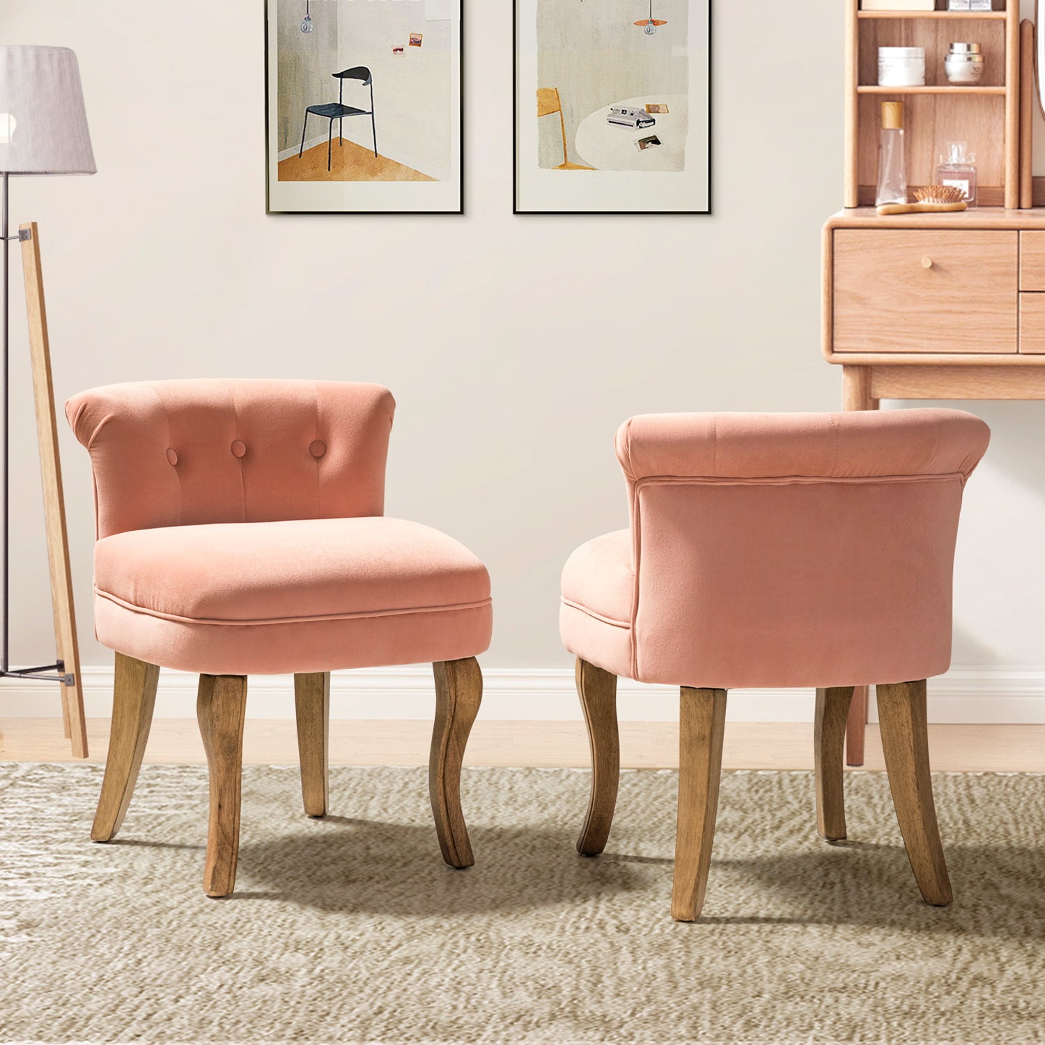 Moises Velvet Vanity Stool with Optional Types - Elegant Makeup Stool for Dressing Table, Bedroom & Bathroom