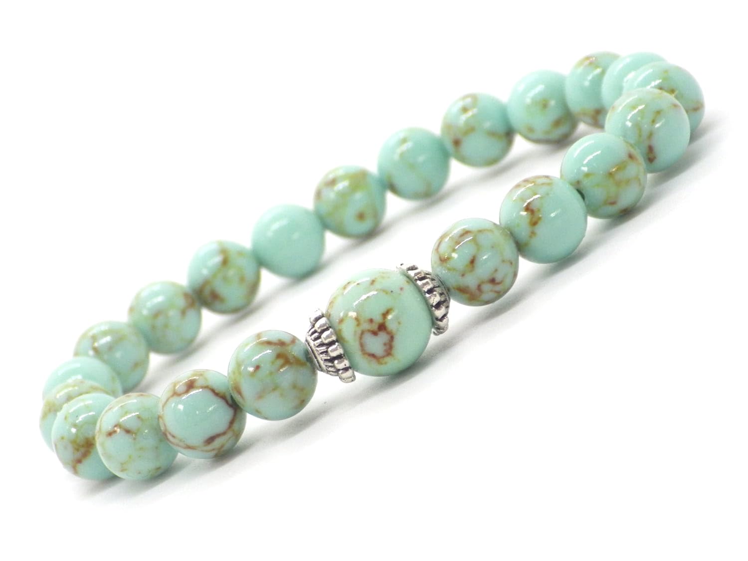 Women's Turquoise Beaded Bracelet - Handmade Blue Reconstructed Turquoise & Tibetan Beads Jewelry for Boho Fashion, Gift Giving & Everyday Wear