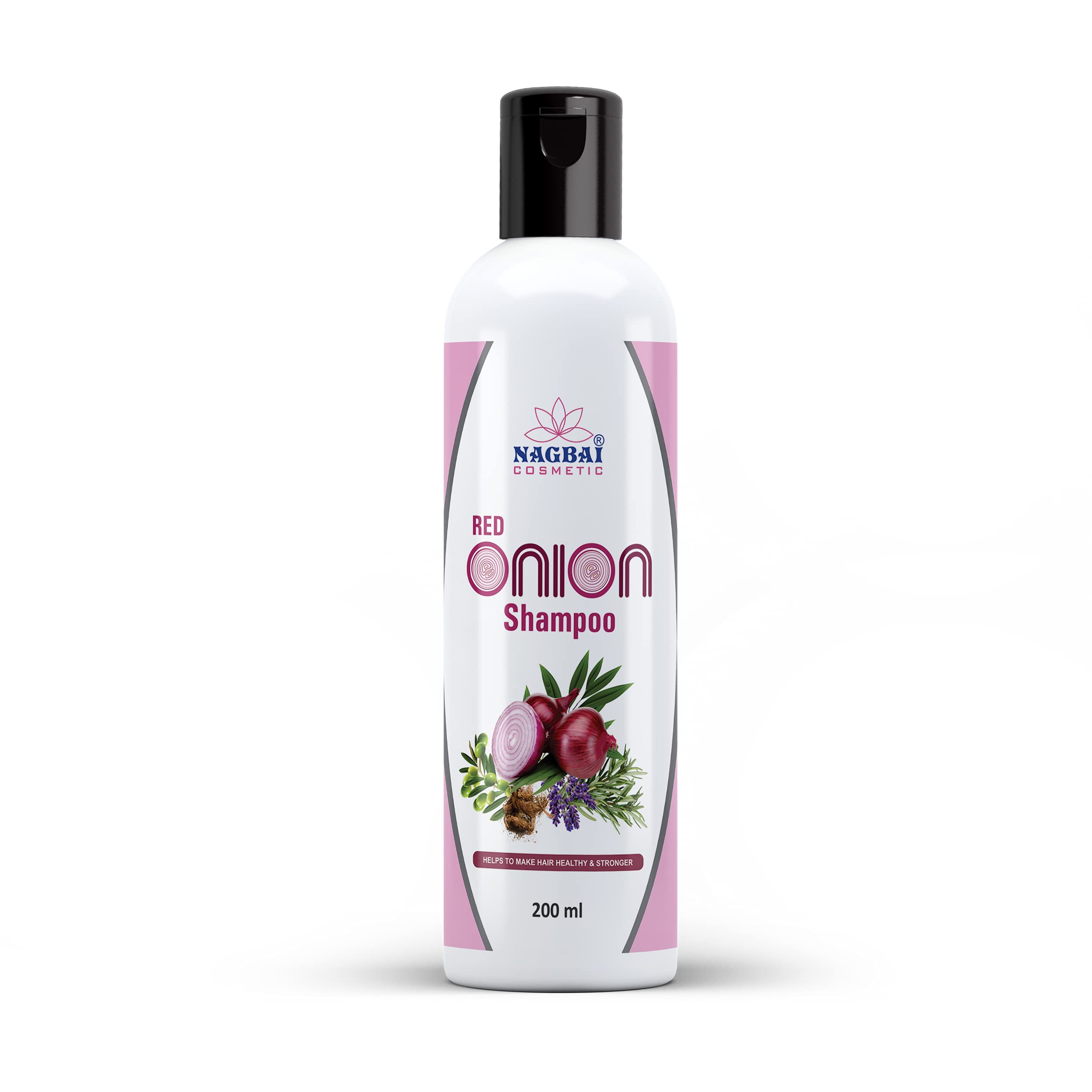 Nagbai Red Onion Shampoo for Hair Fall Control - 200ml | Natural Hair Growth Treatment for Thinning Hair & Scalp Care | Perfect for Daily Use & Damaged Hair Repair
