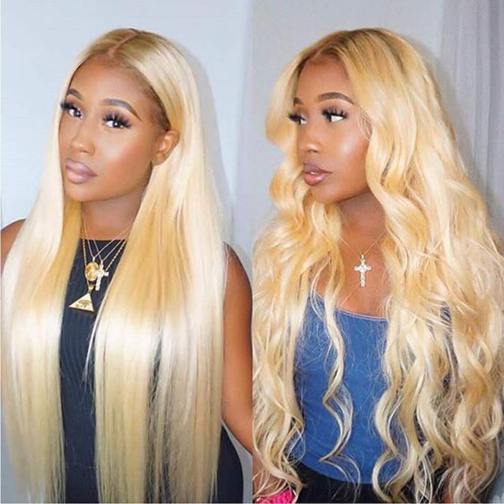Blonde Peruvian Virgin Human Hair Lace Front Wig #4/613 - Pre Plucked Ombre Straight Glueless Wig with Baby Hair (28 Inch) | Perfect for Daily Wear, Cosplay & Special Occasions