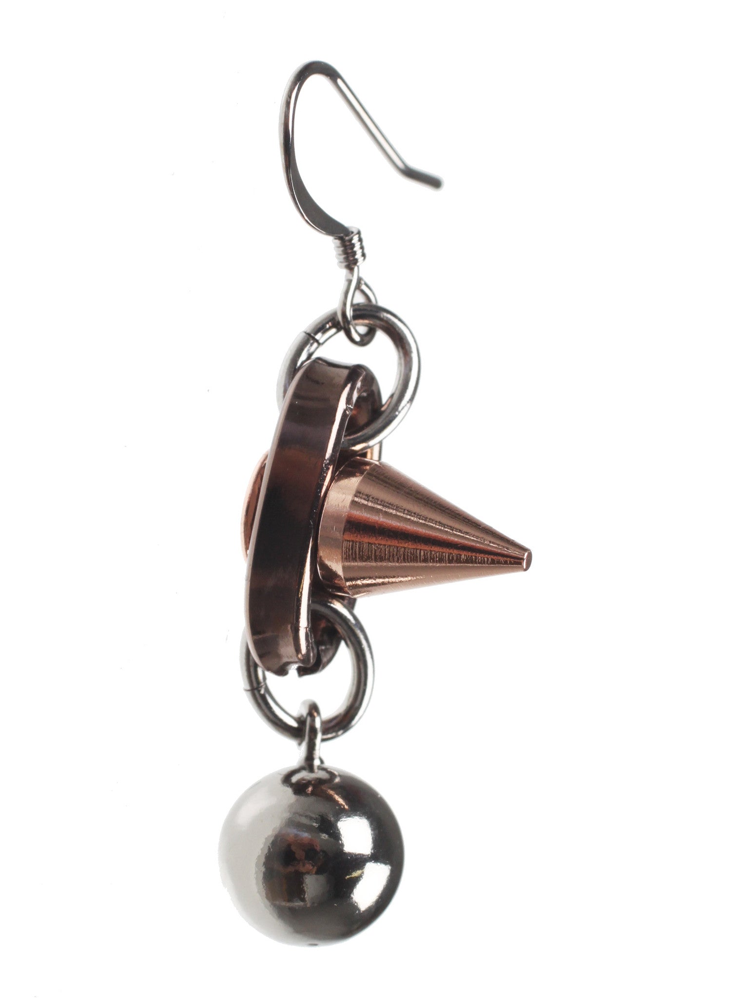 Spike & Sphere Earrings in Brown, Ruthenium & Rose Gold - Trendy Boho Jewelry for Women, Perfect for Parties, Dates & Everyday Wear