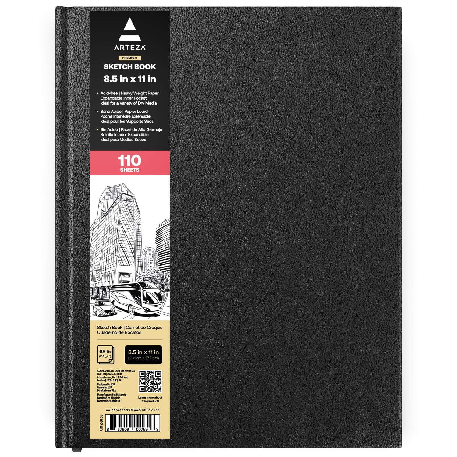 ARTEZA Hardcover Sketch Book 8.5