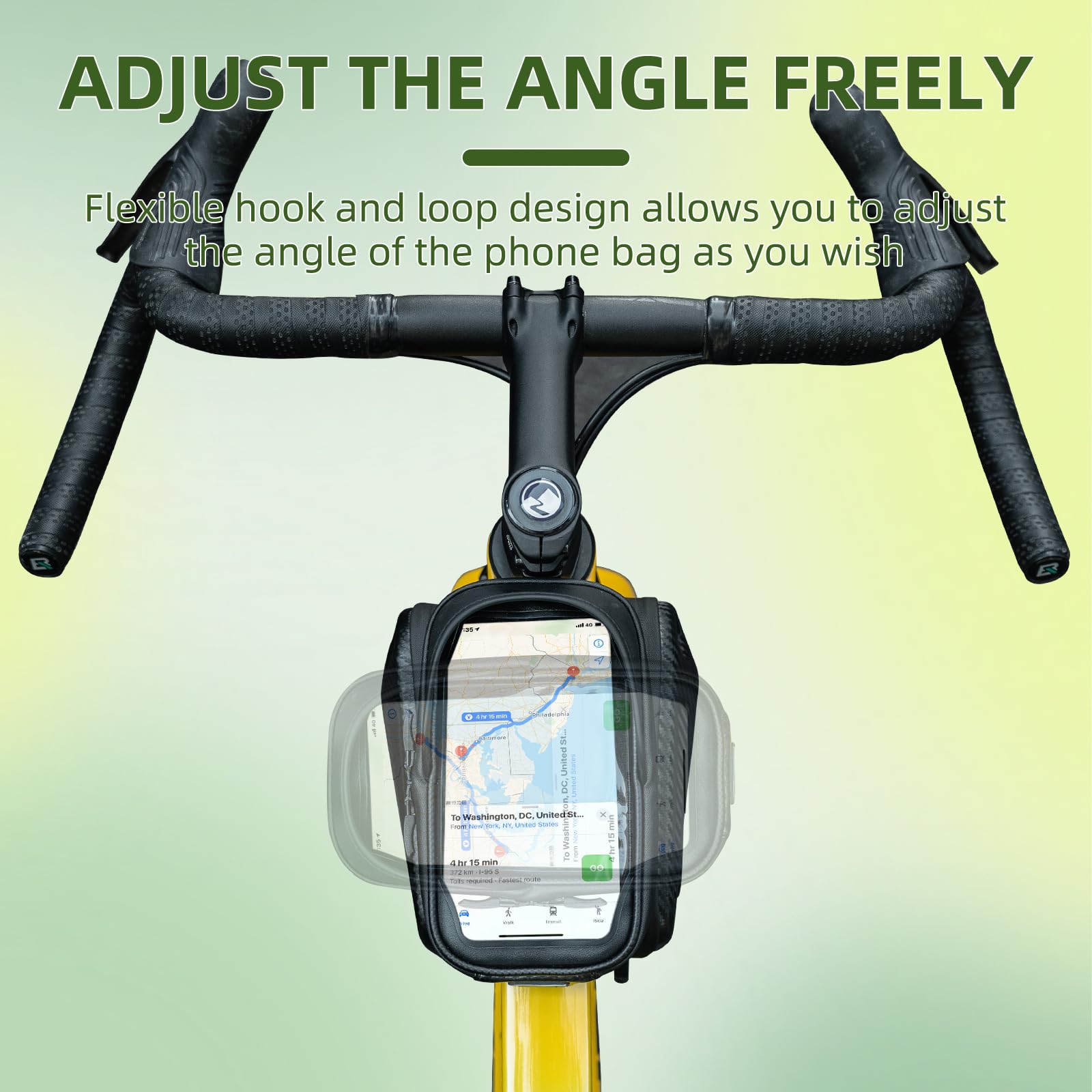 ROCKBROS Waterproof Bike Frame Bag - 1.3L Top Tube Bicycle Phone Holder with Sun Visor & TPU Touch Screen Panel - Fits Phones Below 7.4