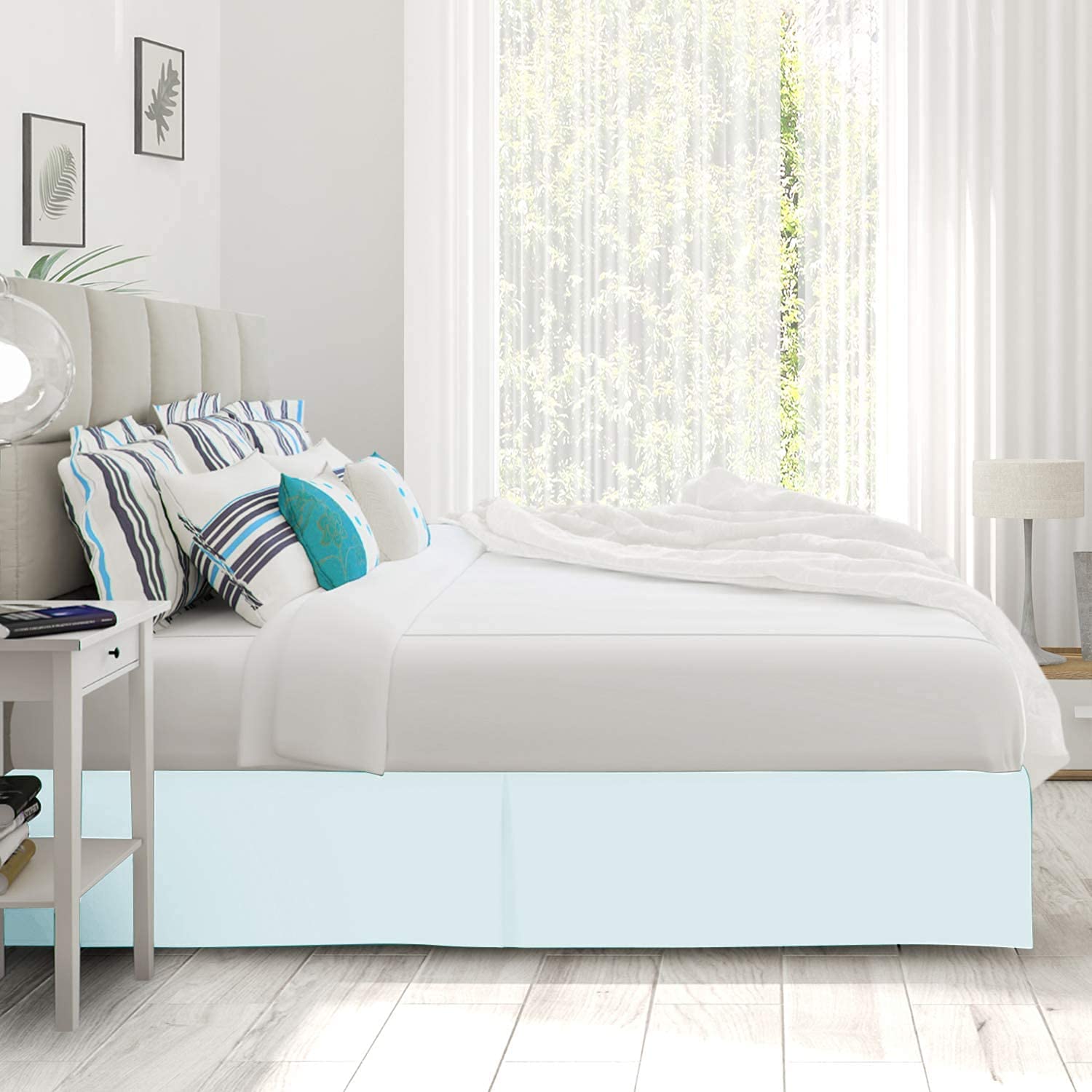 Premium 100% Combed Cotton Queen Size Bed Skirt - 600 Thread Count Wrap Around Design with Adjustable Belts | 18