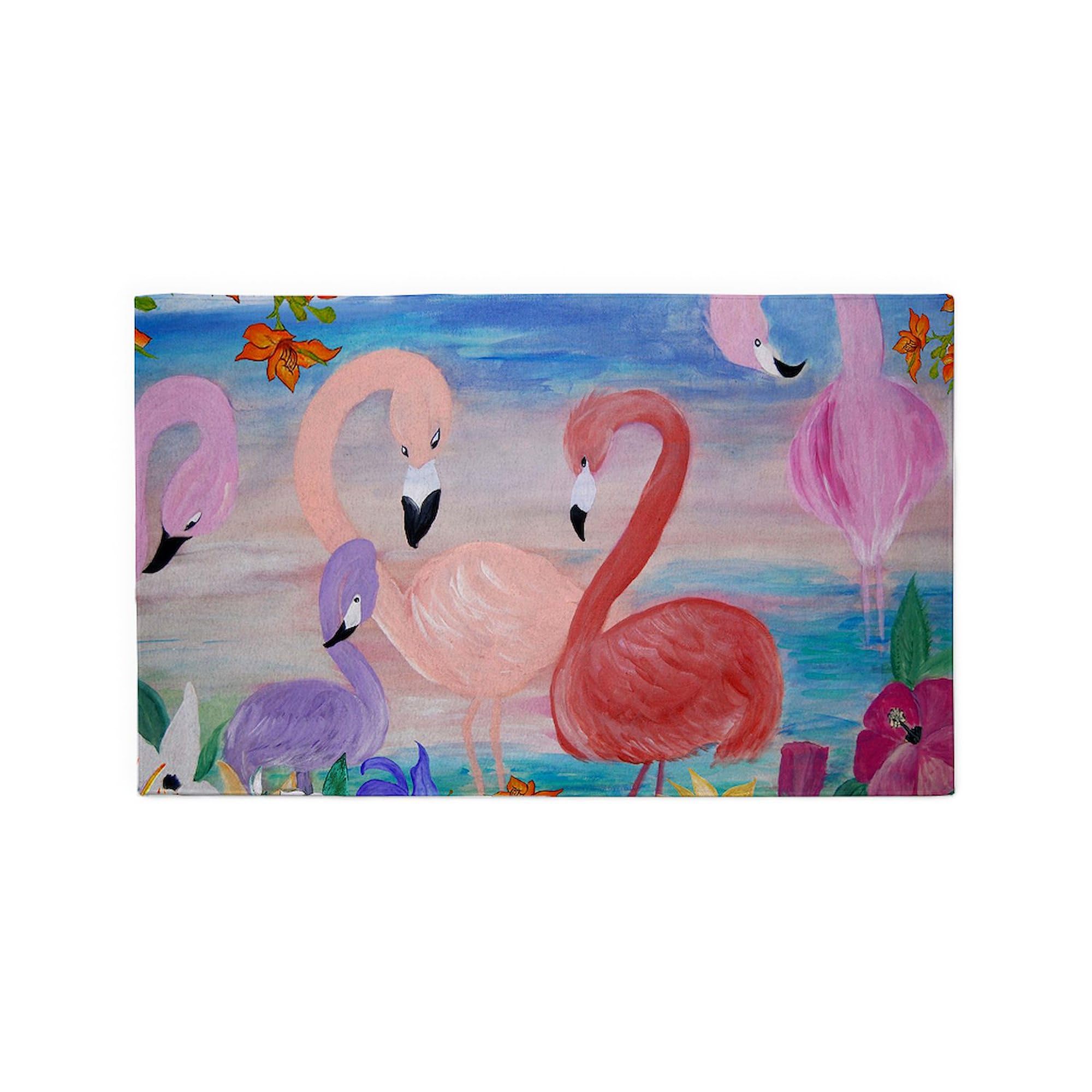 Flamingo Garden 3'X5' Decorative Area Rug - Soft Fabric Throw Rug for Living Room, Bedroom & Dorm Decor | Tropical Home Accent