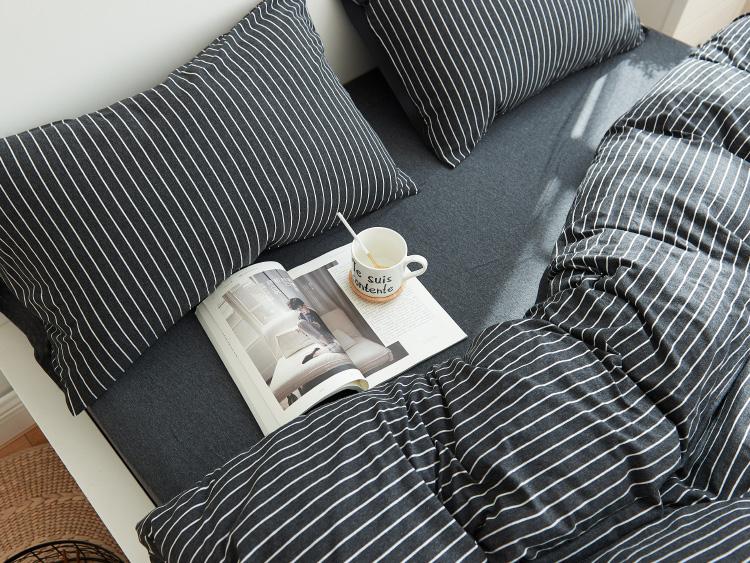 Premium Cotton Pure™ Classic Black Stripe Jersey Pillowcase - Soft & Breathable Bedding for Home, Hotel, or Travel Use
