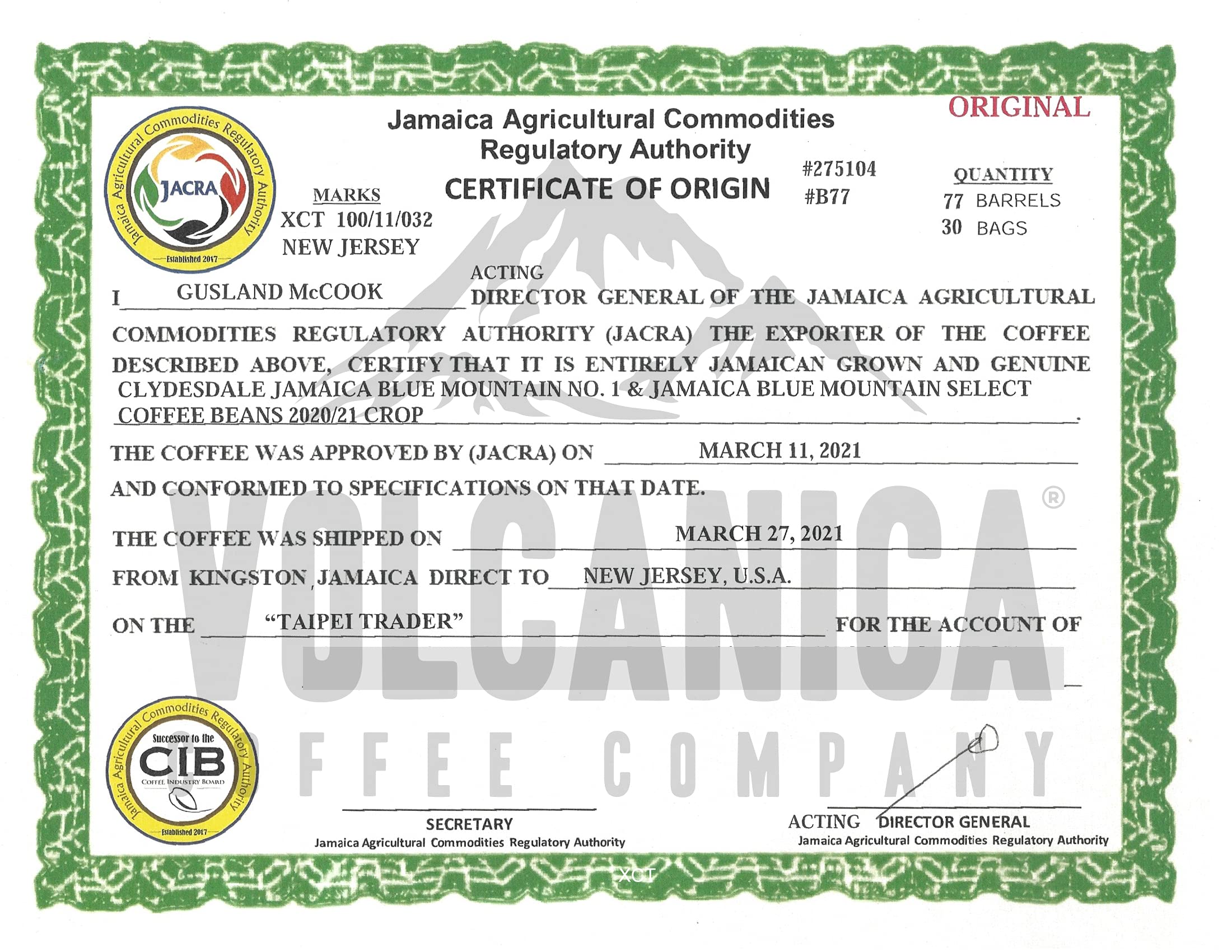 Premium Jamaica Blue Mountain Coffee Blend - Whole Bean, Fresh Roasted, 5 lbs Bag | Gourmet Coffee for Home Brewing, Office Use & Gifts