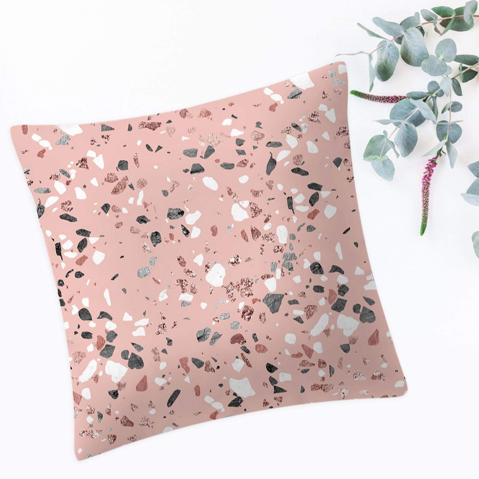 BORDSTRACT Rose Gold Throw Pillow Covers 18x18 Inches with Insert Included - English Letter Decorative Cushion Covers for Sofa, Bed & Home Decor