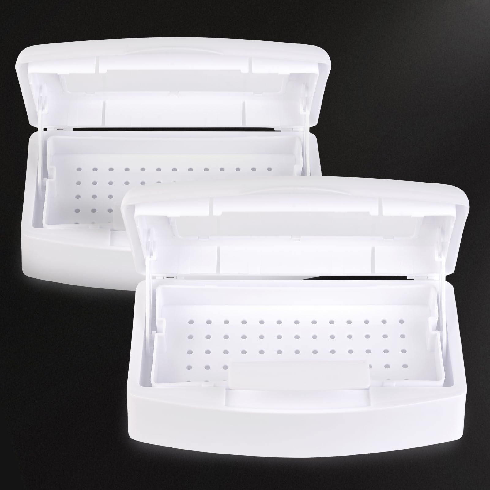 2Pcs Nail Tool Sterilizer Tray - Plastic Sterilization Box for Nail Clippers, Tweezers & Manicure Tools | Salon & Spa Equipment Organizer | Perfect for Nail Art, Hair Salons & Home Use