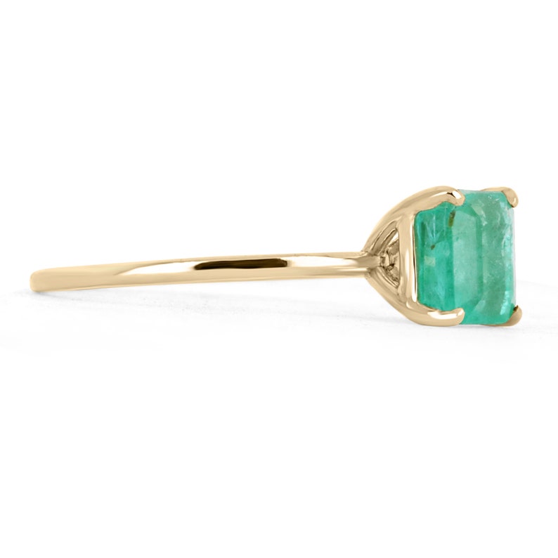 1.20 Carat Emerald Asscher Cut 4-Prong Solitaire Ring in 14K Gold - Elegant Dainty Engagement Ring for Women, Perfect for Proposals, Anniversaries & Special Occasions