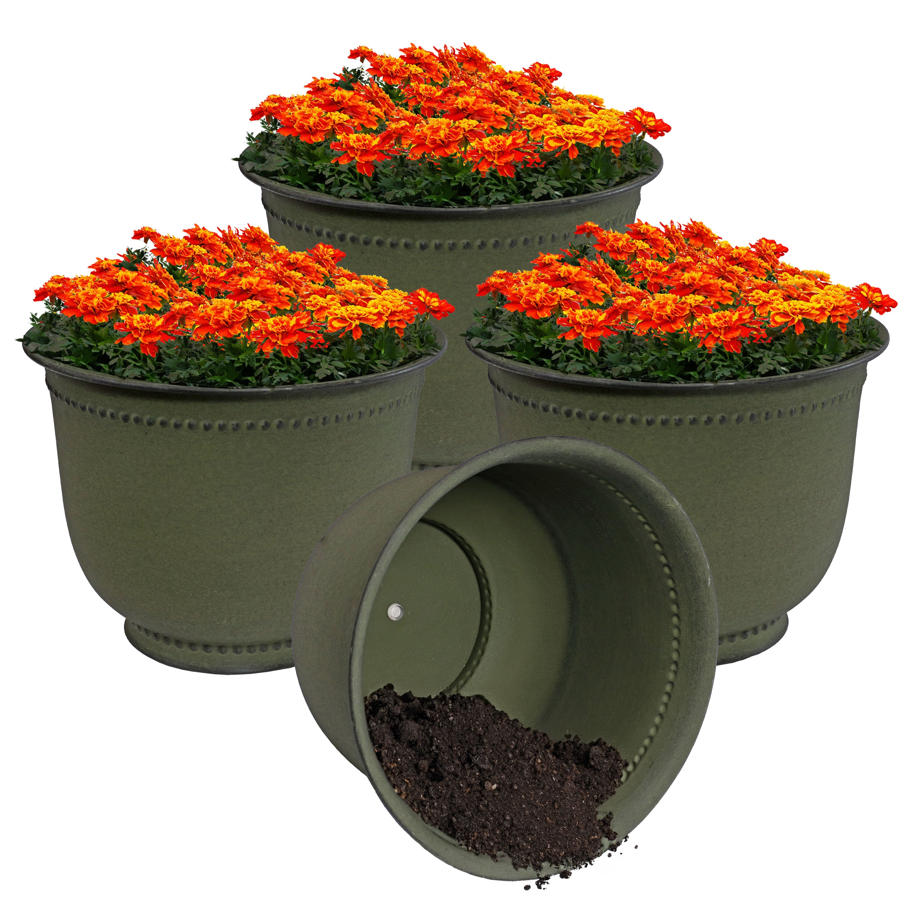 Sunnydaze Michael Metal Outdoor Plant Pots - 14.5 Inch Rust-Resistant Garden Planter for Patio, Balcony & Backyard Decor