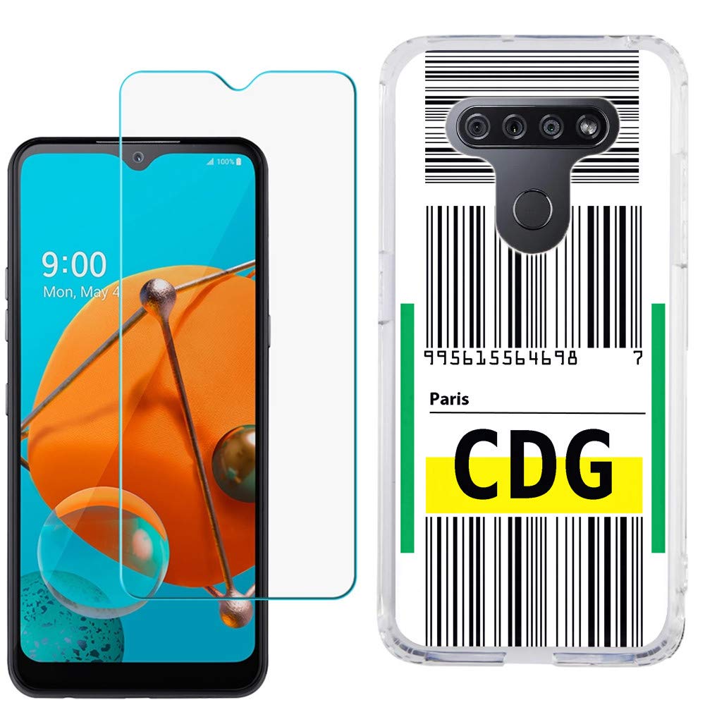 LG K51 Case with Tempered Glass - Slim TPU Gel Cover for Travel Protection