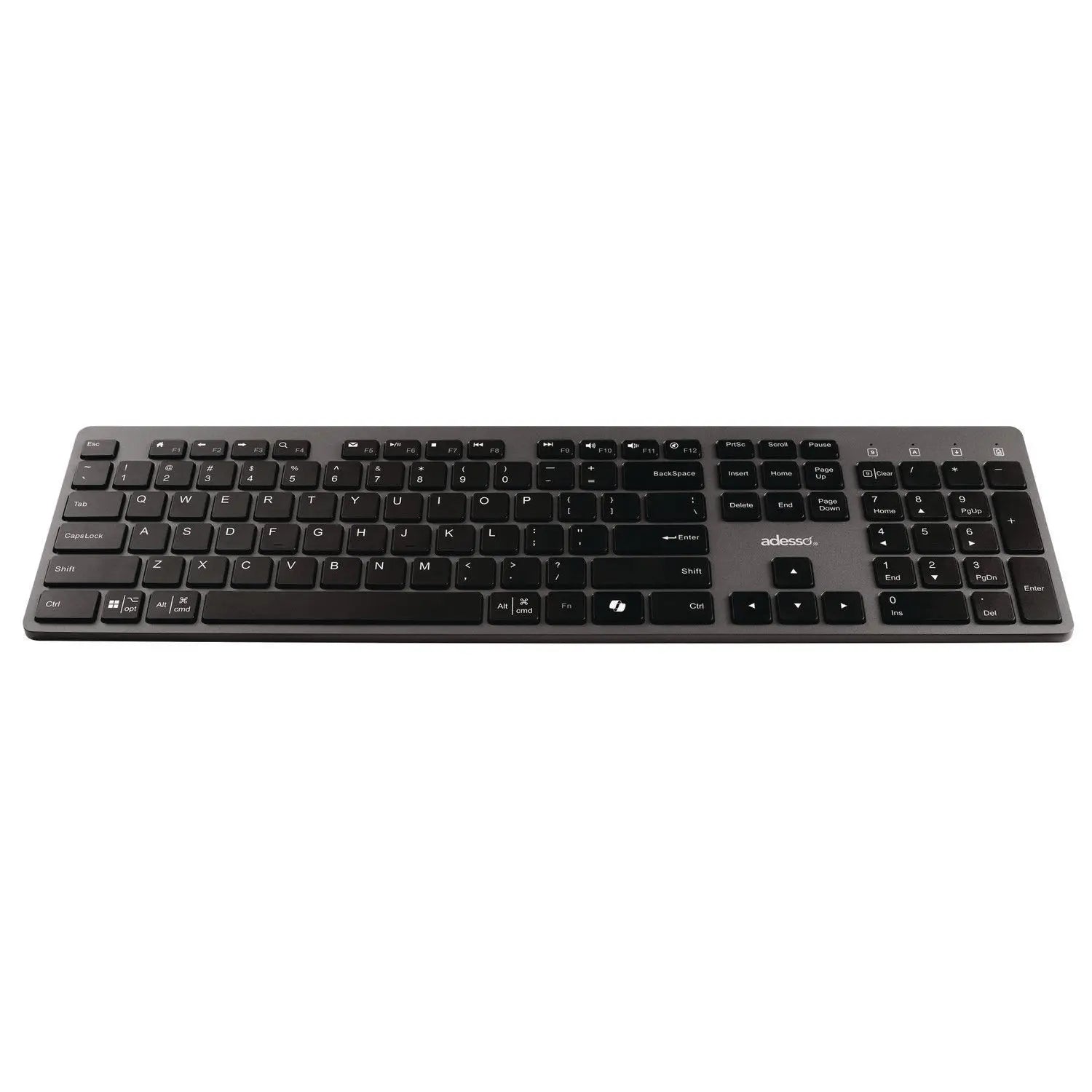 Adesso WKB 7300 Wireless Keyboard and Mouse Combo - 2.4GHz USB Receiver, 30ft Range, Ergonomic Gray/Black Design for Home Office, Gaming & Productivity