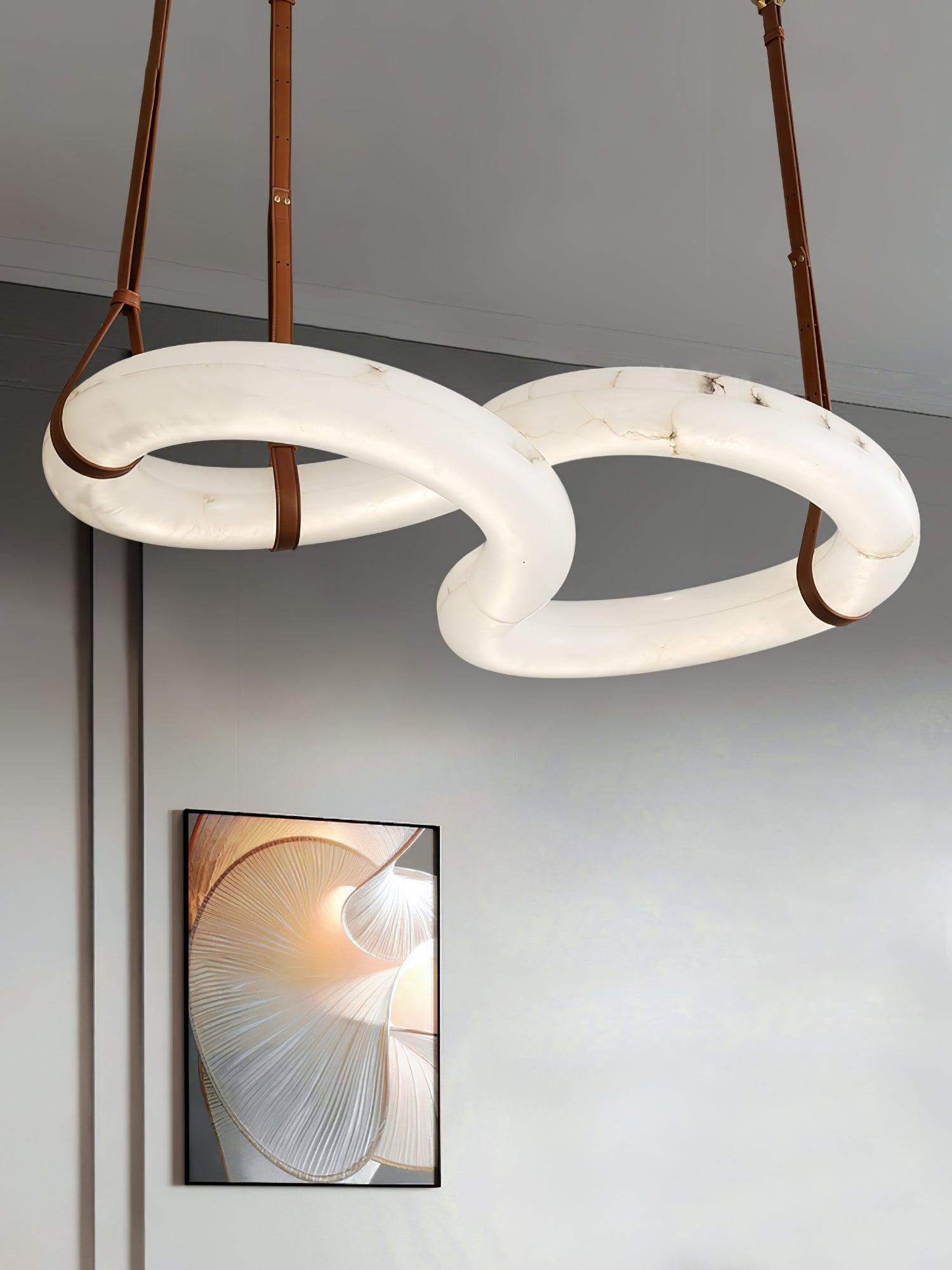 Modern Infinity Pendant Lamp - Adjustable Hanging Chandelier for Dining Room, Kitchen Island & Bedroom Lighting - Dimmable LED Ceiling Light Fixture with Unique Geometric Design