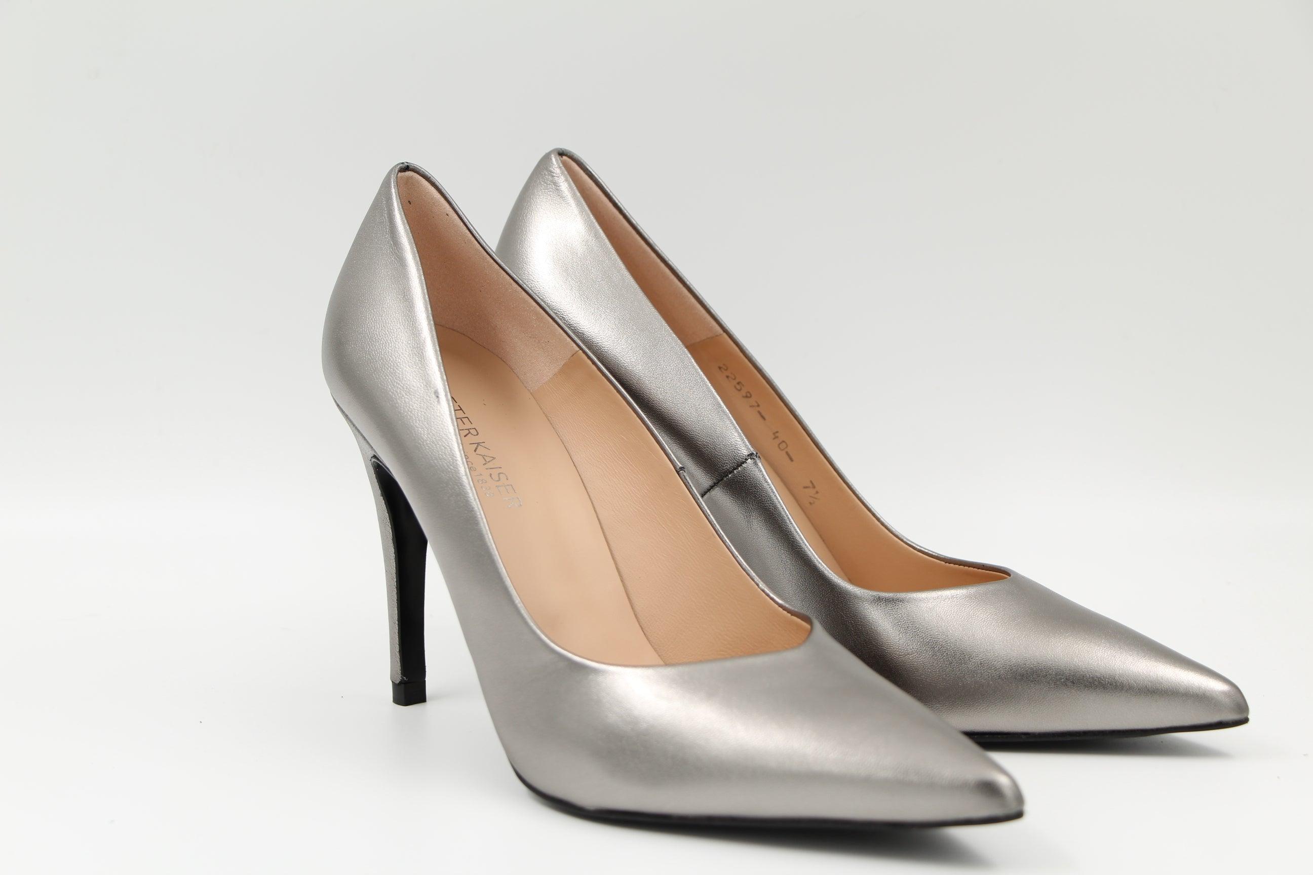 PETER KAISER Women's Pewter Pointed Toe Stiletto Heels - Elegant High Heel Dress Shoes for Party, Wedding & Evening Events