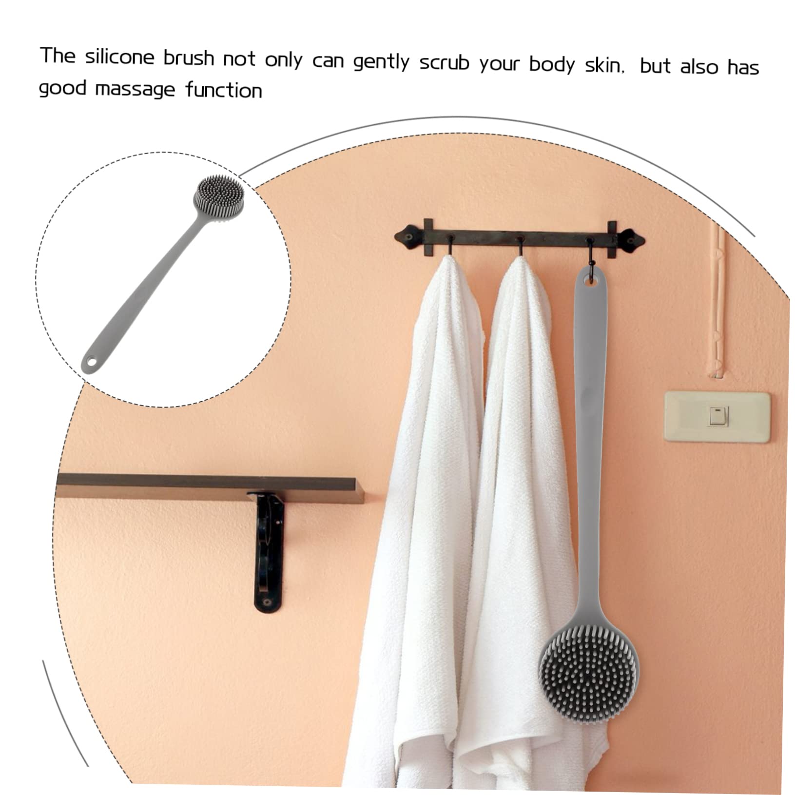Minkissy Long Handle Exfoliating Body Brush - Back Scrubber for Shower & Bath, Exfoliates Skin & Removes Dead Cells - Perfect for Dry Brushing & Spa Days at Home
