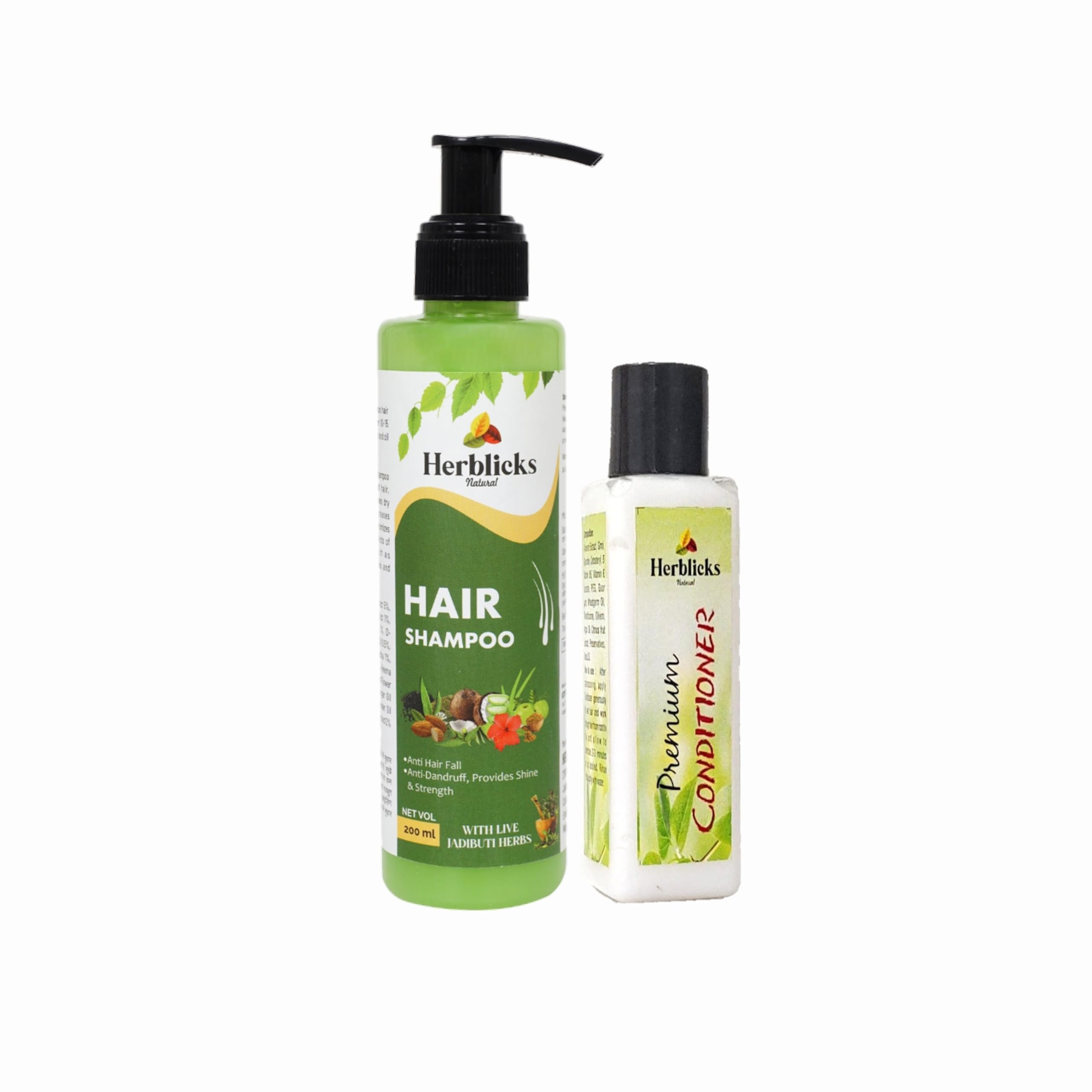 Herblicks Natural Shampoo and Conditioner Set for Dry & Frizzy Hair - Sulfate, Paraben & Silicone Free - Repairs & Restores Damaged Hair - Anti Hair Fall Treatment for Smooth & Shiny Hair - Ideal for Men & Women - Perfect for Daily Hair Care & Salon Quality Results at Home
