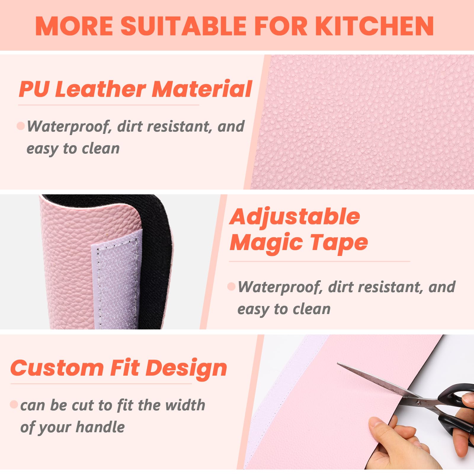 6 Pack Leather Refrigerator Door Handle Covers - Universal Fridge Handle Protectors for Kitchen Appliances (Microwave, Oven, Stove, Dishwasher) - Durable & Stylish Kitchen Upgrade for Home & Office Use