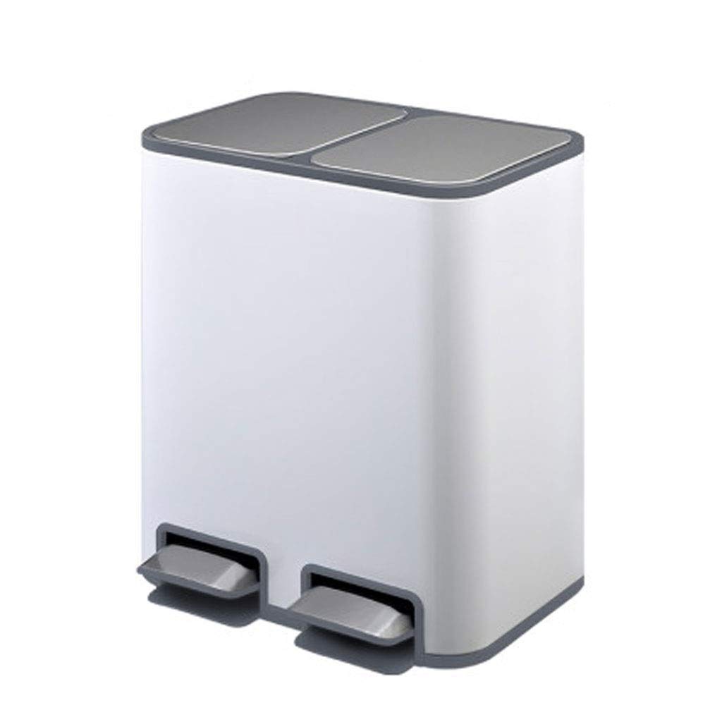 Stainless Steel Step Trash Can with Lid - 24L Dual Step Garbage Bin, Soft Close & Airtight Seal Recycling Waste Bin (White) - Perfect for Kitchen, Bathroom, Office & Outdoor Use