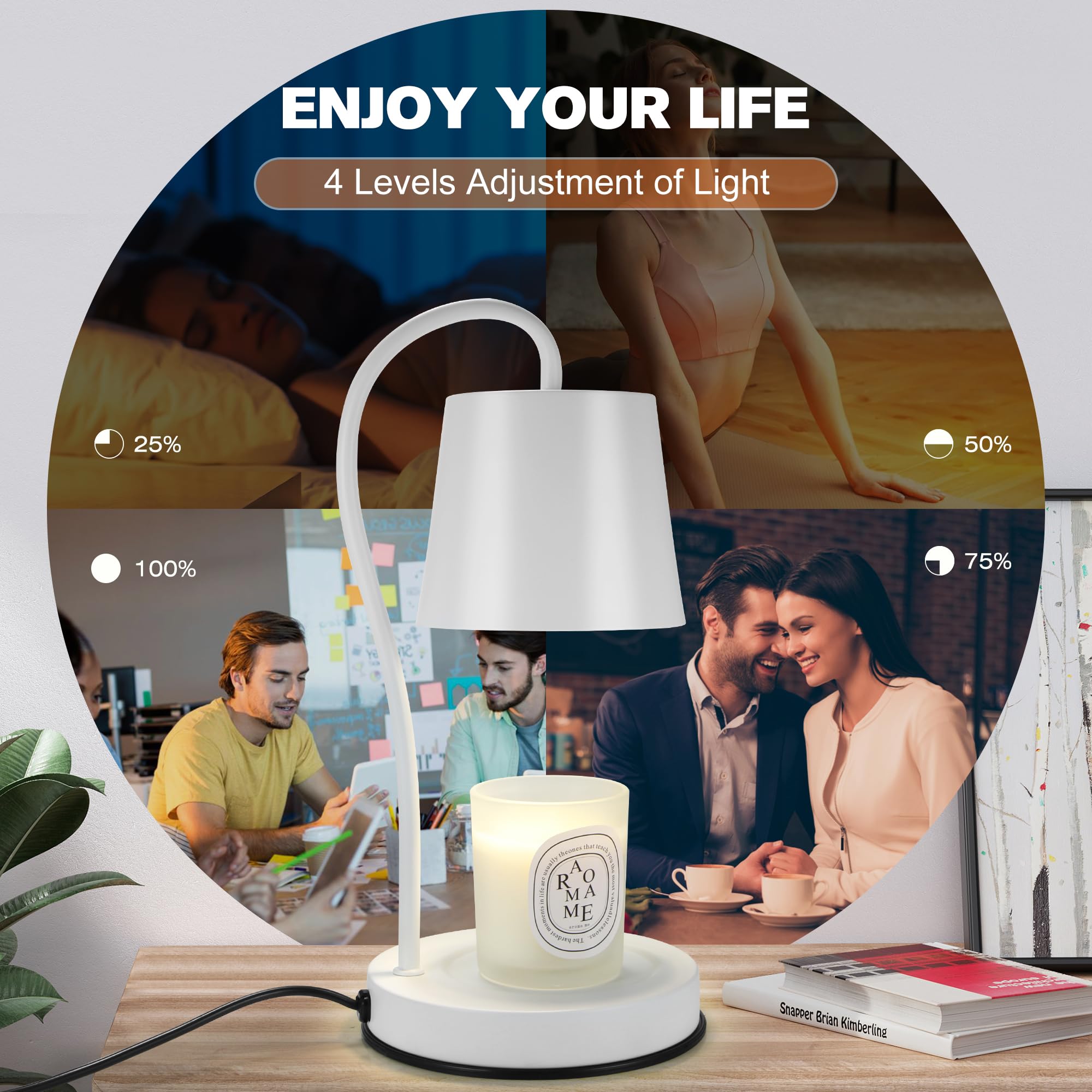 Dimmable Electric Candle Warmer Lamp with Timer - 2 Bulbs Included | Scented Wax Melter for Home, Office & Bedroom Decor | Perfect Aromatic Gift for Women, Mom & Friends | Creates Cozy Ambiance for Relaxation, Meditation & Romantic Nights