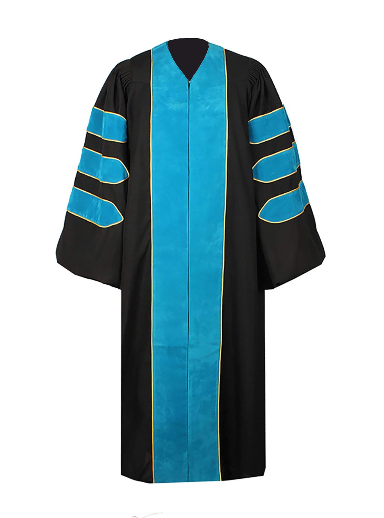 Premium Doctoral Graduation Gown with Velvet Trim - PhD Graduation Regalia for Commencement Ceremonies & Academic Events