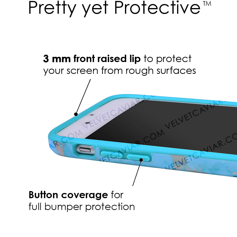 Blue Marble Holo Chrome iPhone Case - Shatterproof Protective Cover for iPhone 12/13/14/15 Pro Max - Trendy Glitter Reflective Design for Daily Use & Night Out