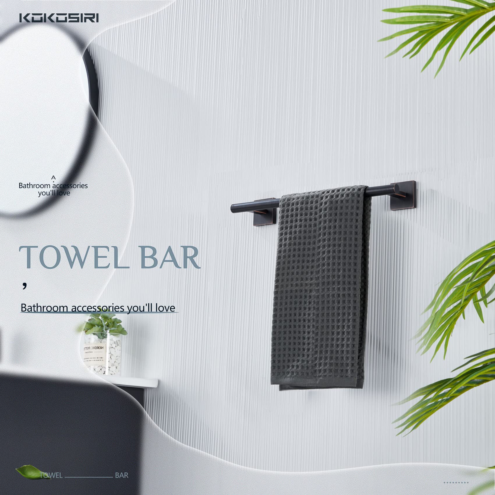 KOKOSIRI 16 Inch Oil Rubbed Bronze Stainless Steel Towel Bar - Bathroom & Kitchen Towel Holder with Rustproof Design (B4005ORB-L16) - Perfect for Hanging Hand Towels in Bathrooms, Kitchens, and Cabinets